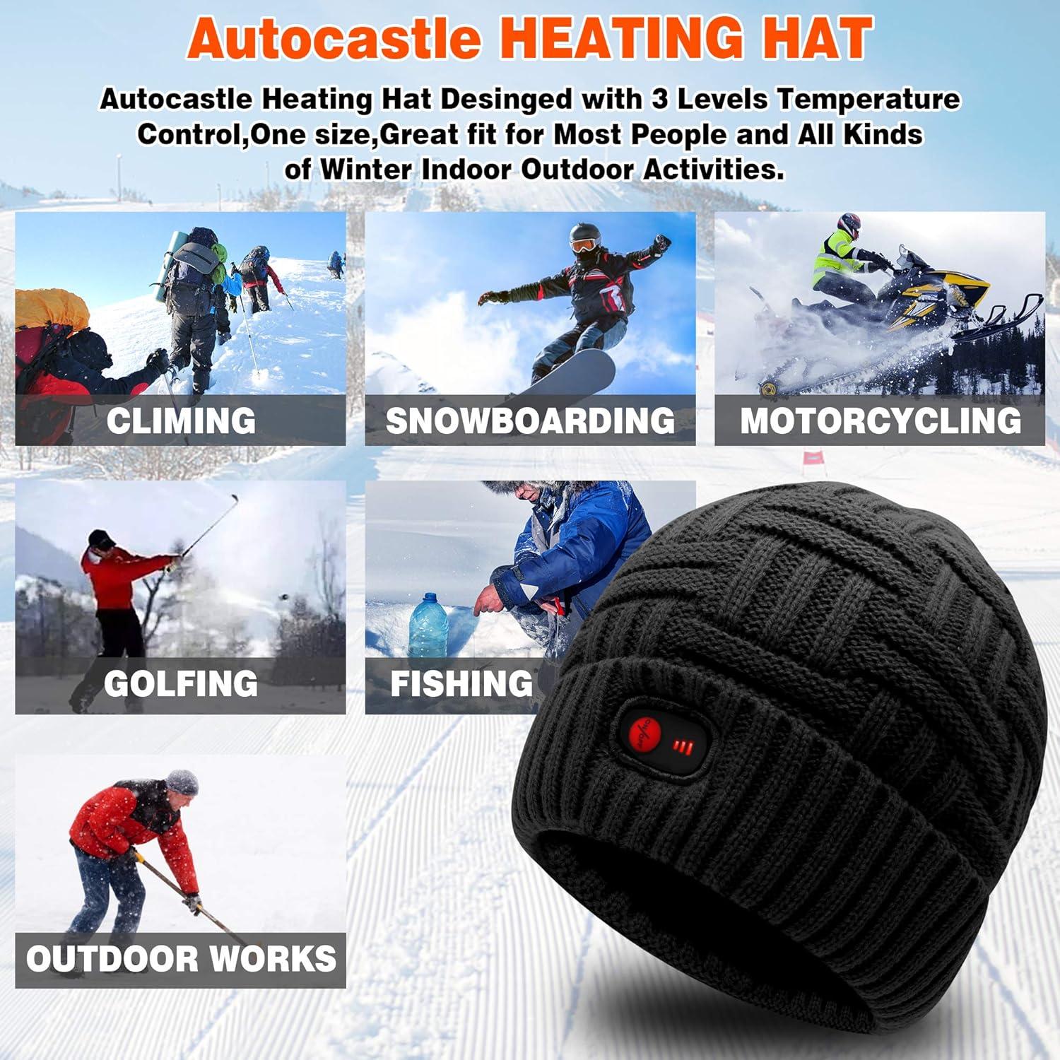 Gorro Calentado Recargable Autocastle 7.4V Hombre Mujer