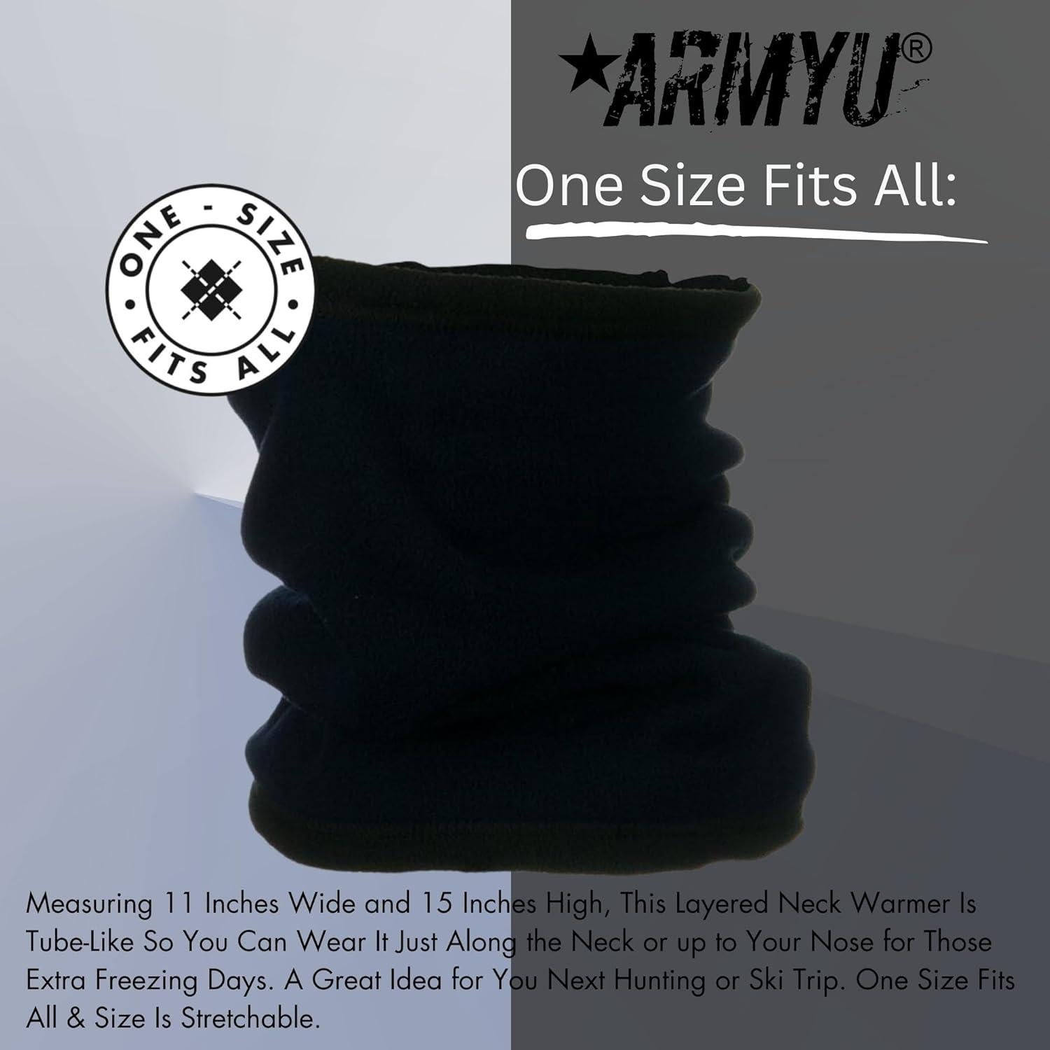 Gaiter Calentador de Cuello Doble Capa Micro Polar Negro