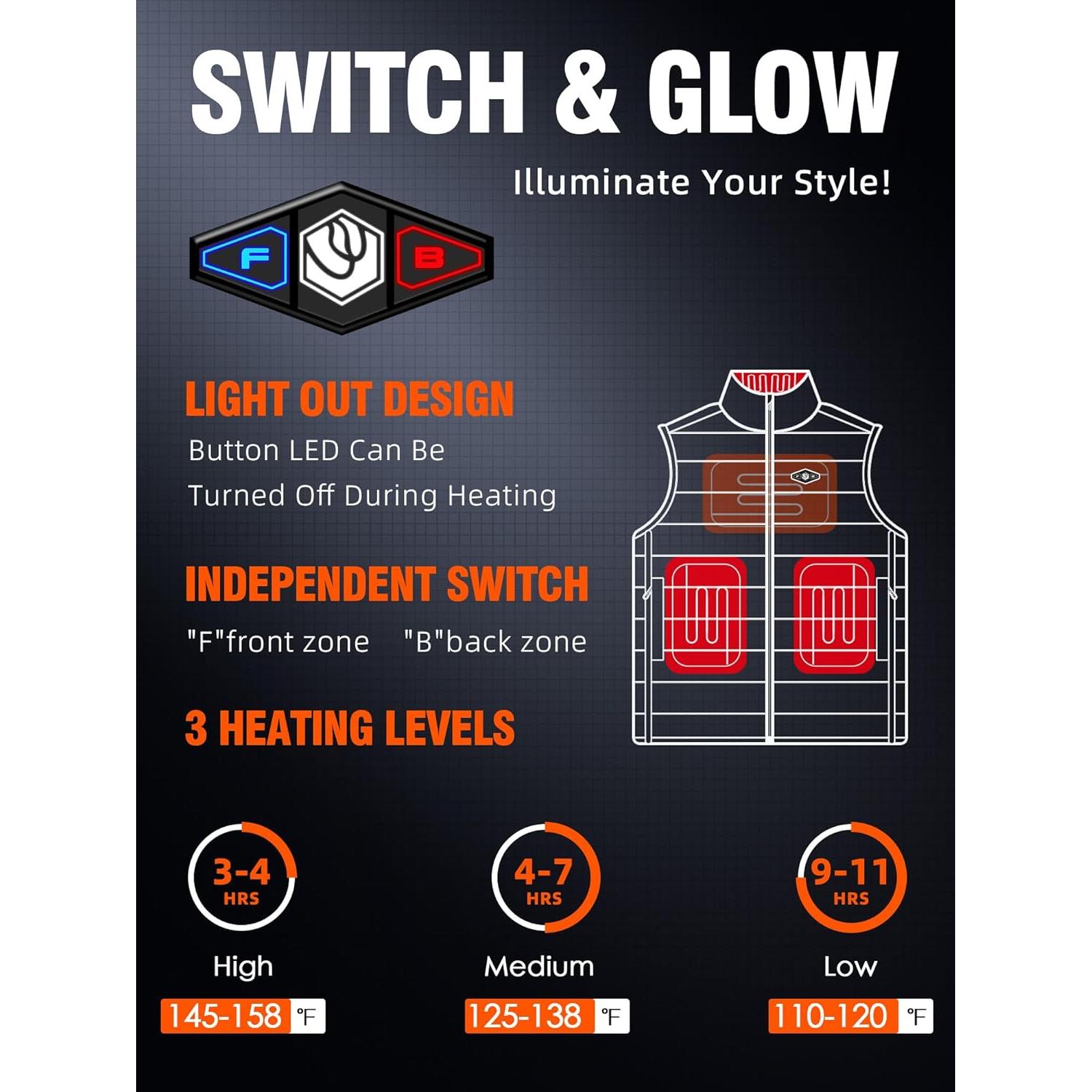 Chaleco Térmico WASOTO para Hombres 16000mAh 10h Calor