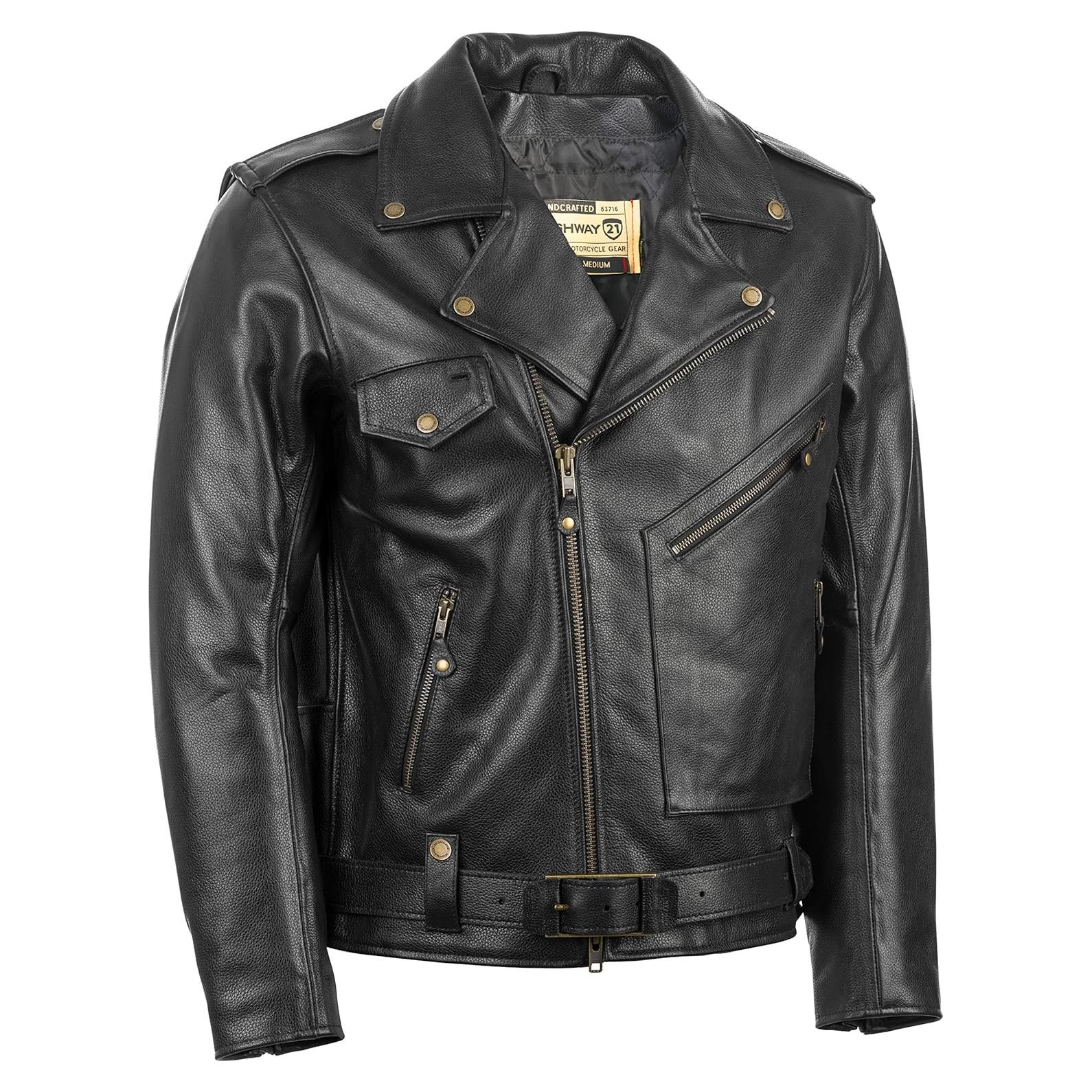 Chaqueta de Cuero para Motocicleta Highway 21 Murtaugh XL Negra