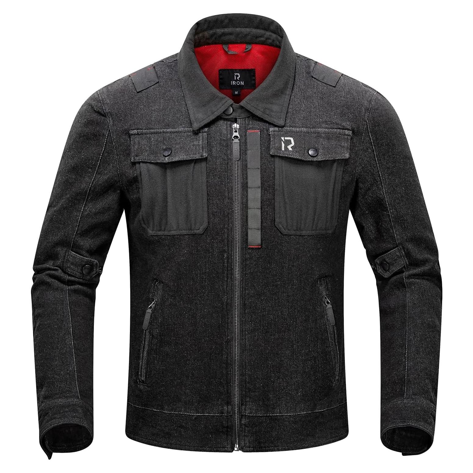 Chaqueta de Motocicleta BORLENI Jk008 Denim Transpirable CE Negra