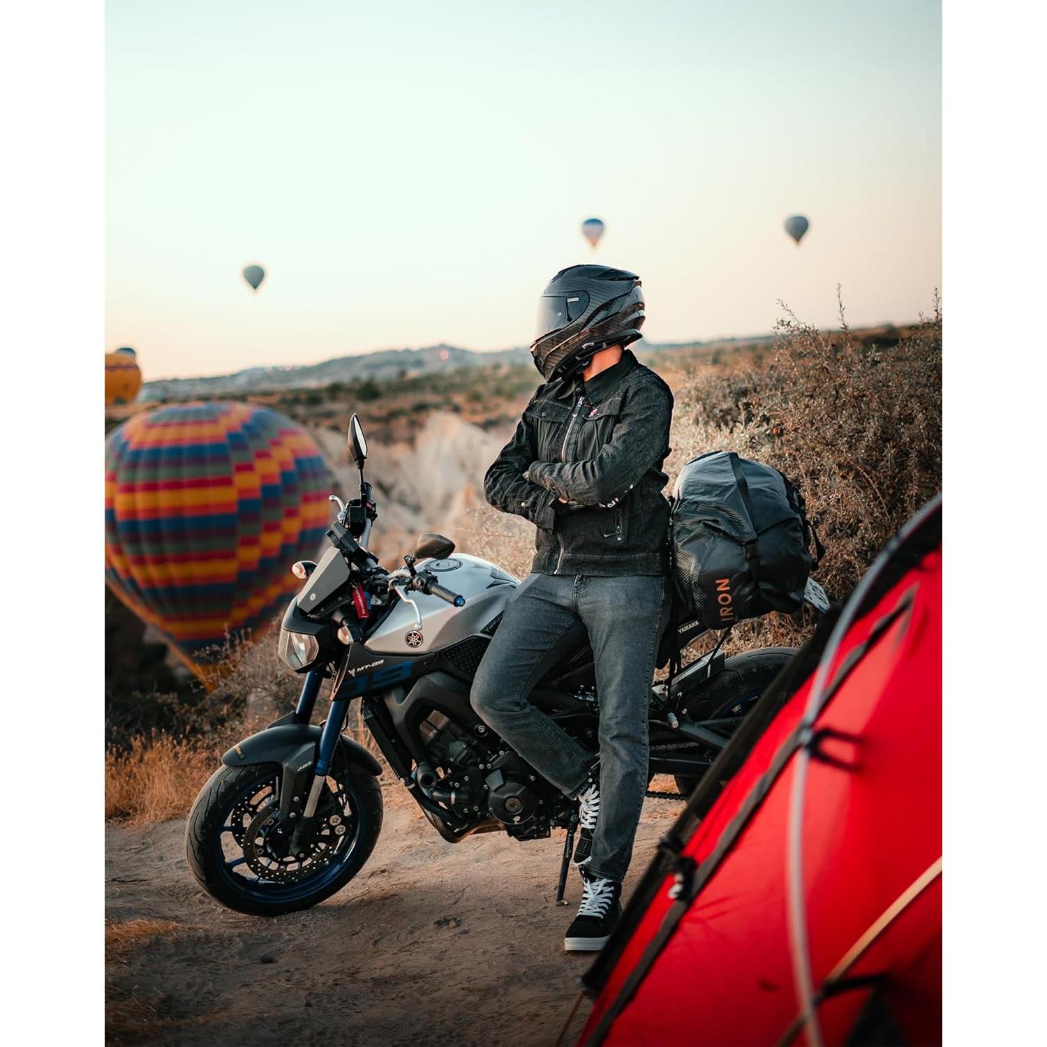 Chaqueta de Motocicleta BORLENI Jk008 Denim Transpirable CE Negra