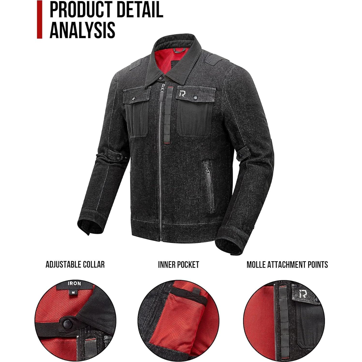 Chaqueta de Motocicleta BORLENI Jk008 Denim Transpirable CE Negra