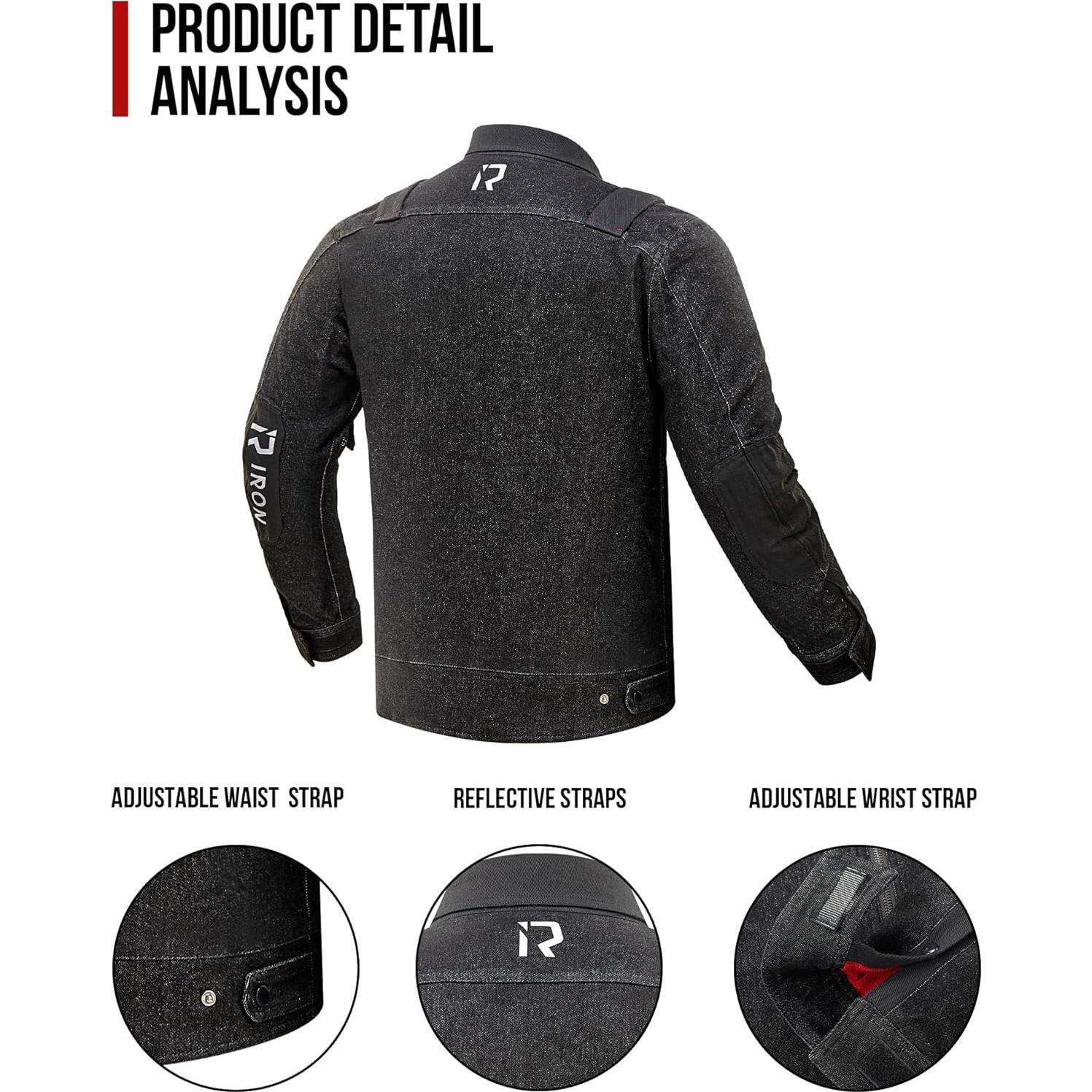 Chaqueta de Motocicleta BORLENI Jk008 Denim Transpirable CE Negra