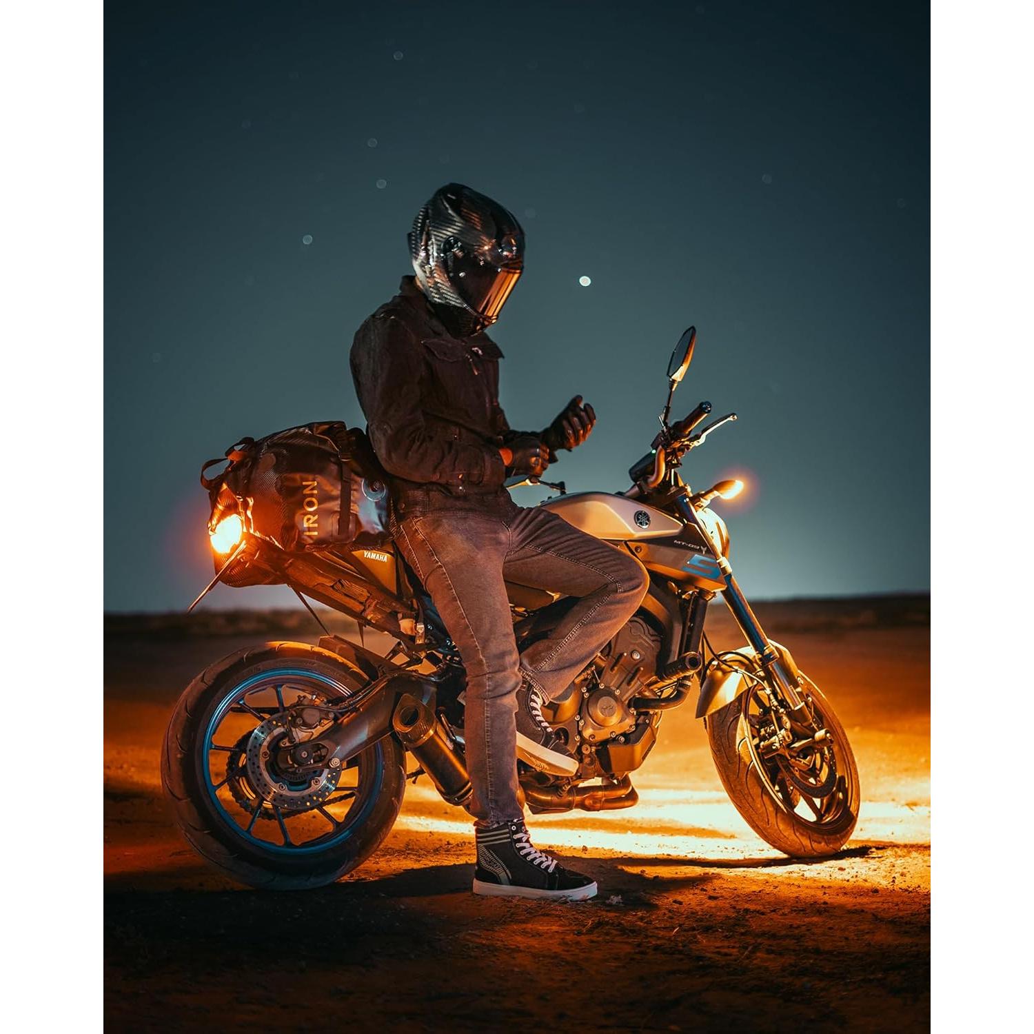 Chaqueta de Motocicleta BORLENI Jk008 Denim Transpirable CE Negra