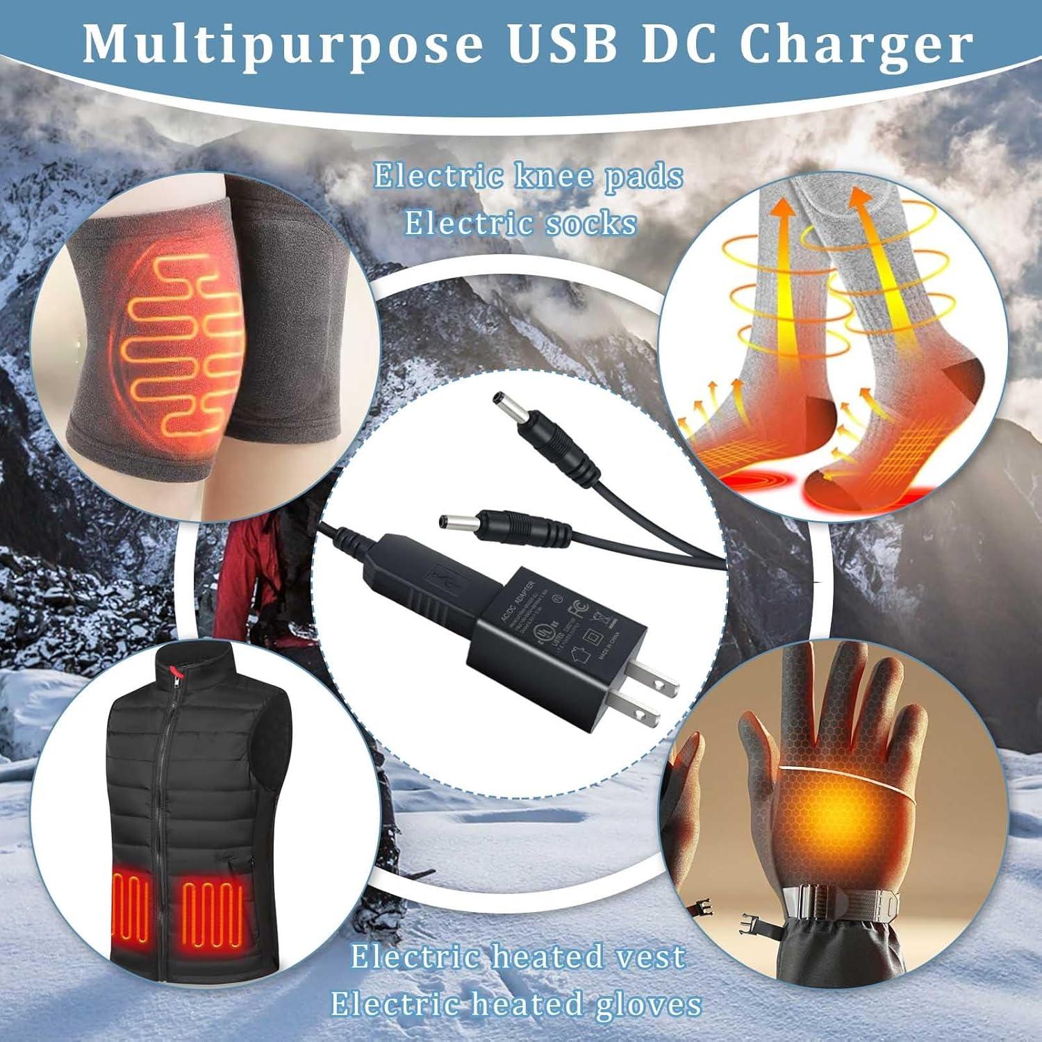 Cargador Doble USB-DC 8.4V AIZYSY para Guantes y Calcetines Térmicos