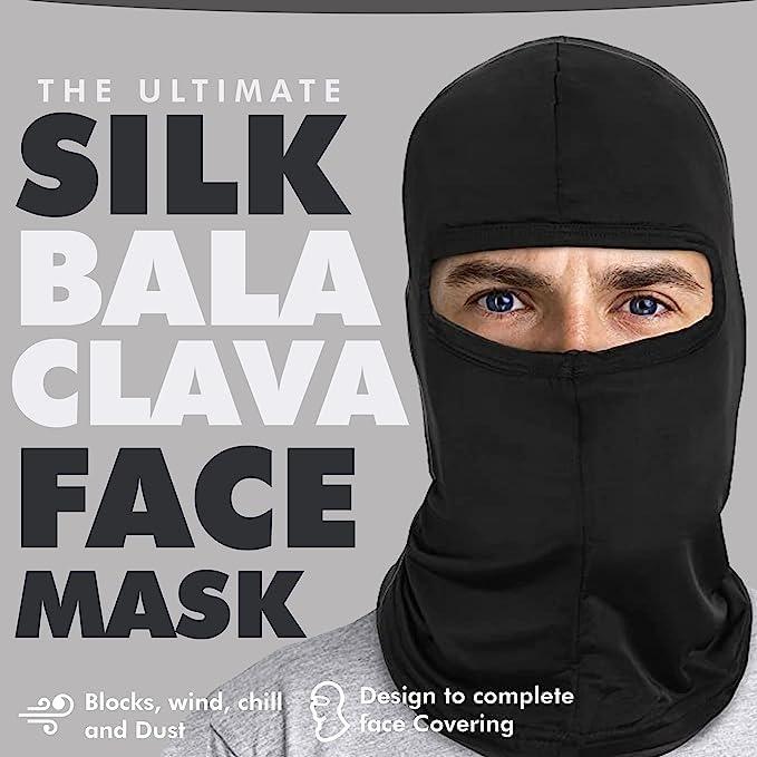 Mascarilla Balaclava de Seda Negra Unisex - Protección UV y Frío