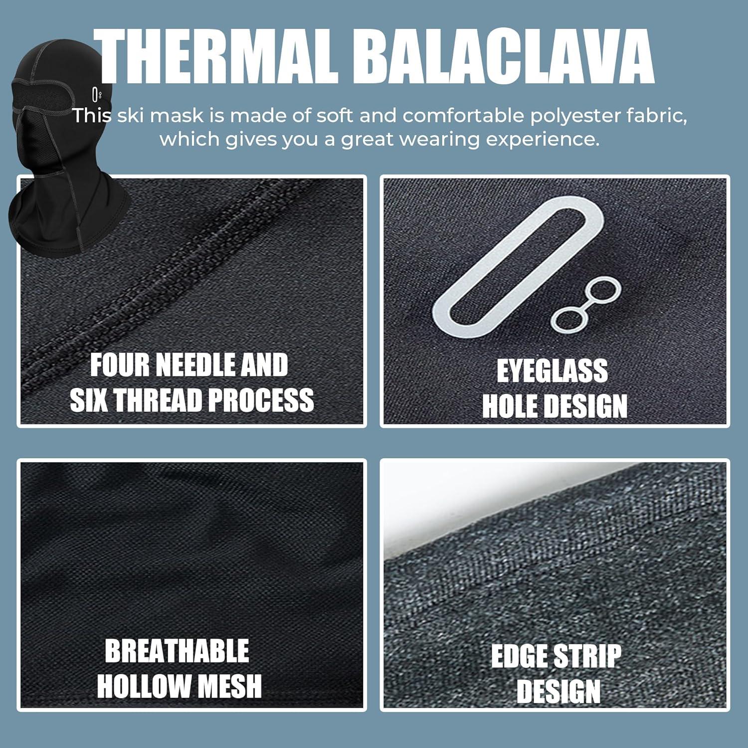 Máscara Balaclava Térmica Voofly para Invierno - Unisex, Negro