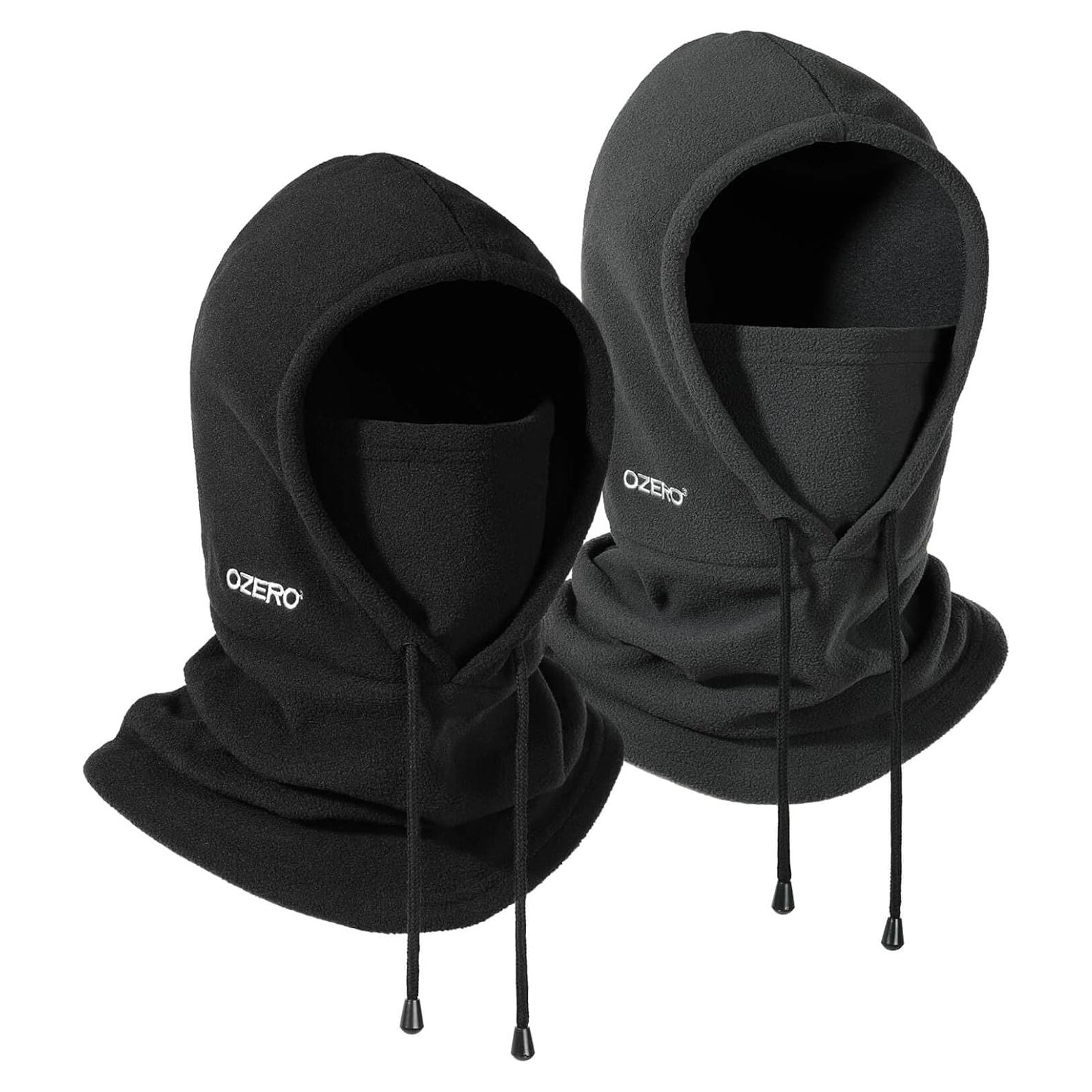 Balaclava OZERO de Forro Polar Térmico para Invierno - 2 Pack Negro y Gris