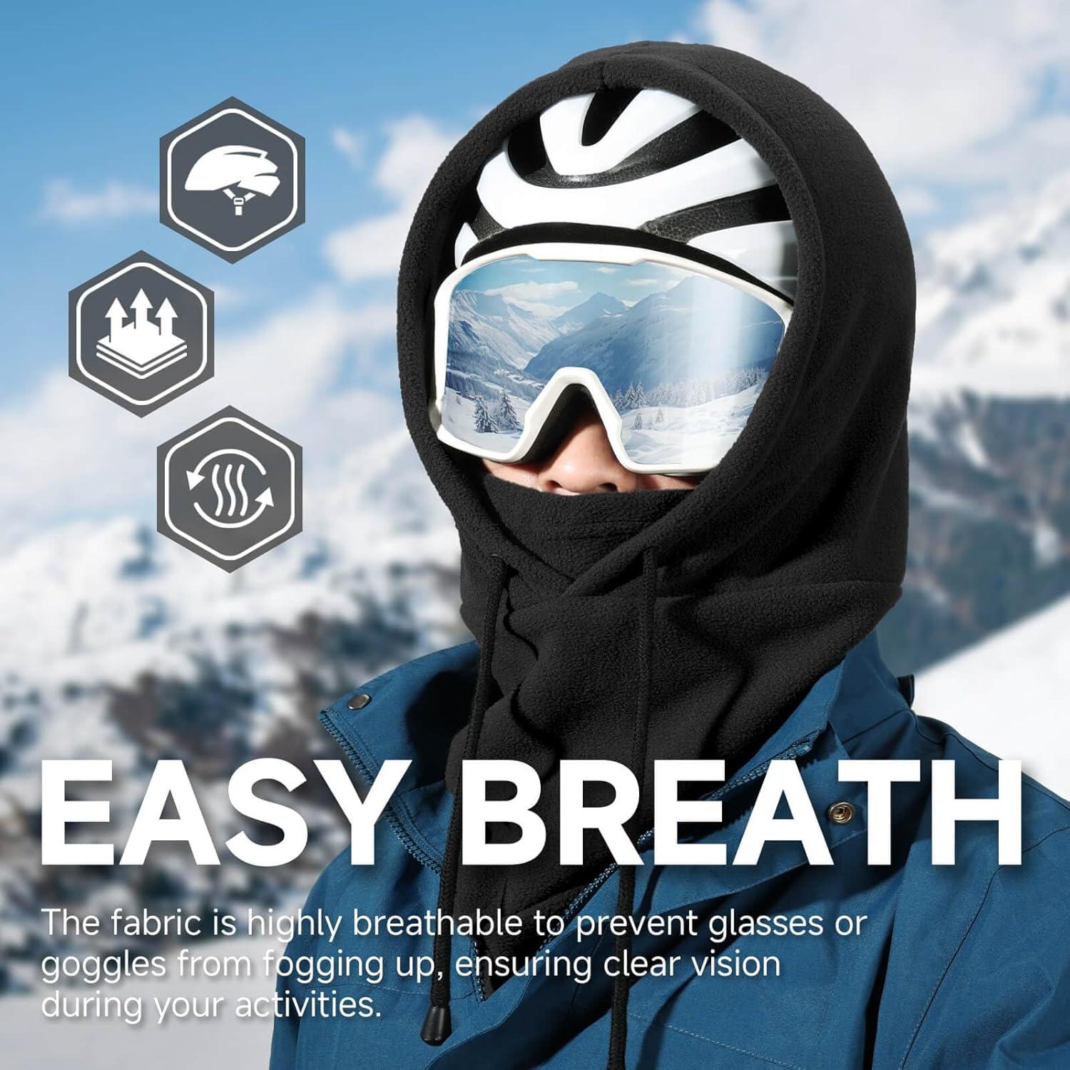 Balaclava OZERO de Forro Polar Térmico para Invierno - 2 Pack Negro y Gris