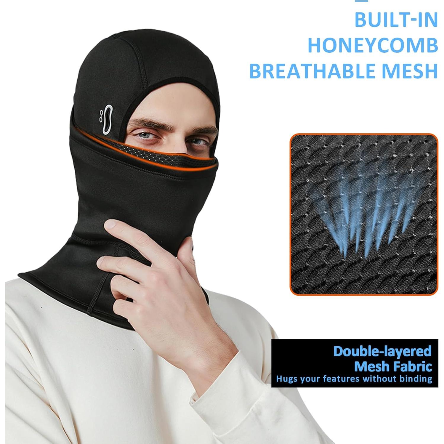 Pasamontañas térmico Voofly para invierno, unisex, negro