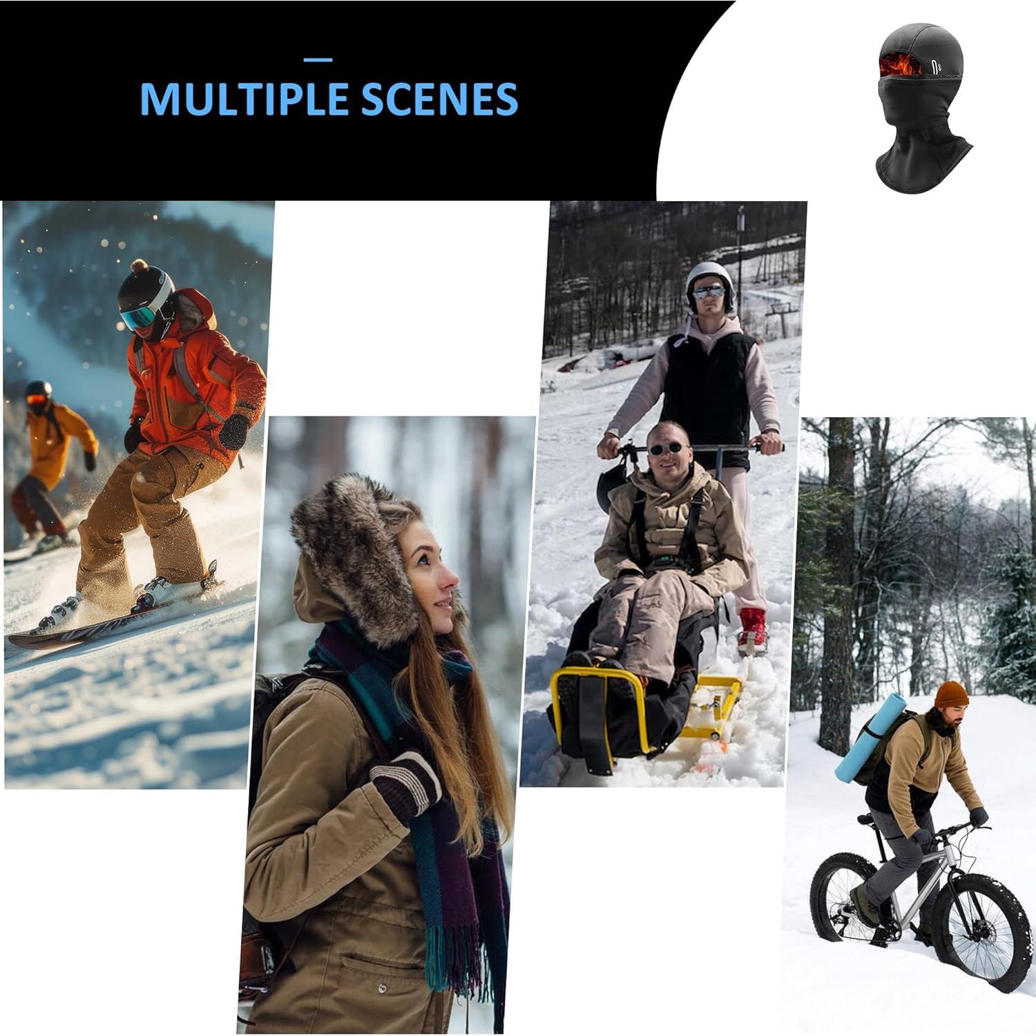 Pasamontañas térmico Voofly para invierno, unisex, negro