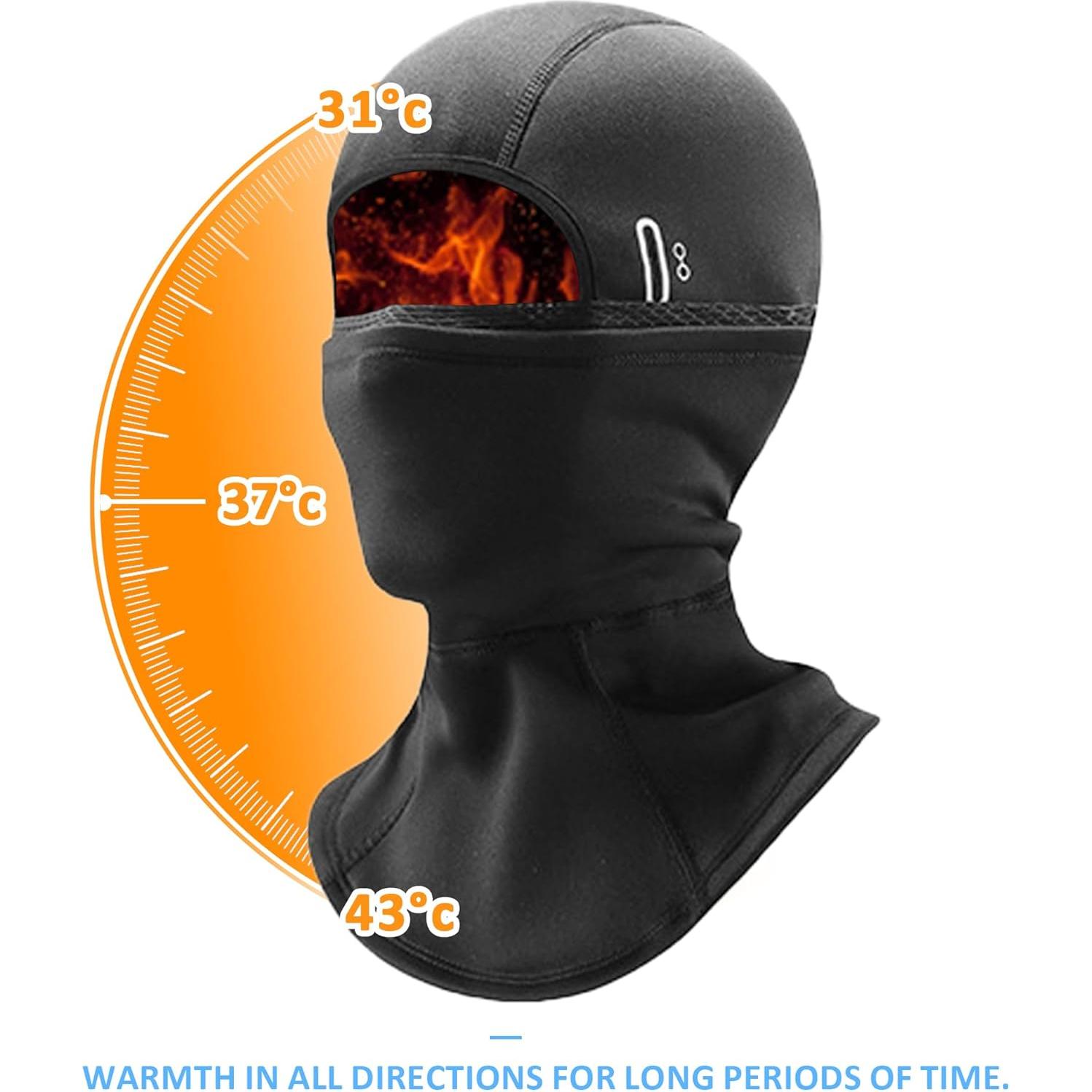 Pasamontañas térmico Voofly para invierno, unisex, negro