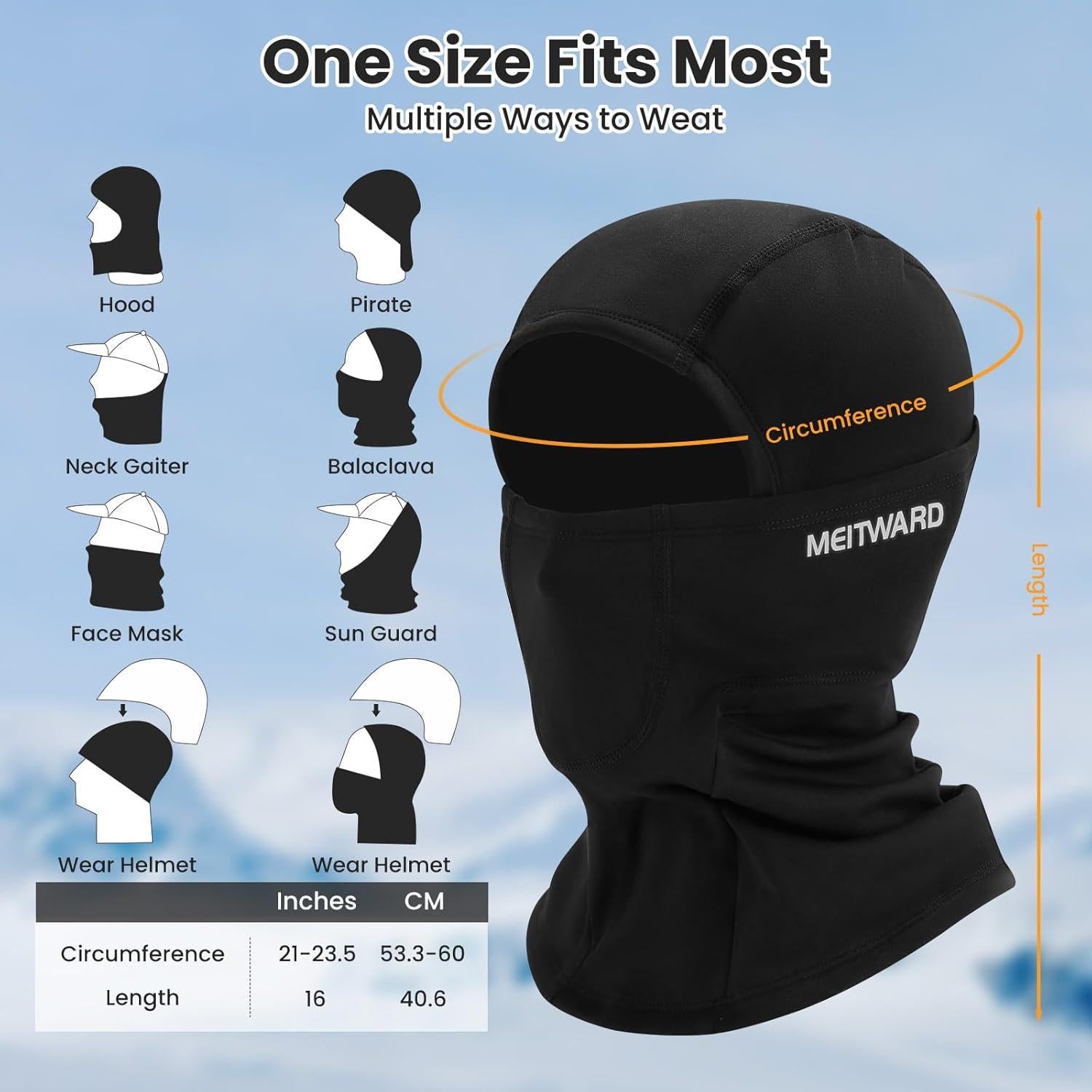Máscara Balaclava Meitward para Esquí y Motocicleta - Negro