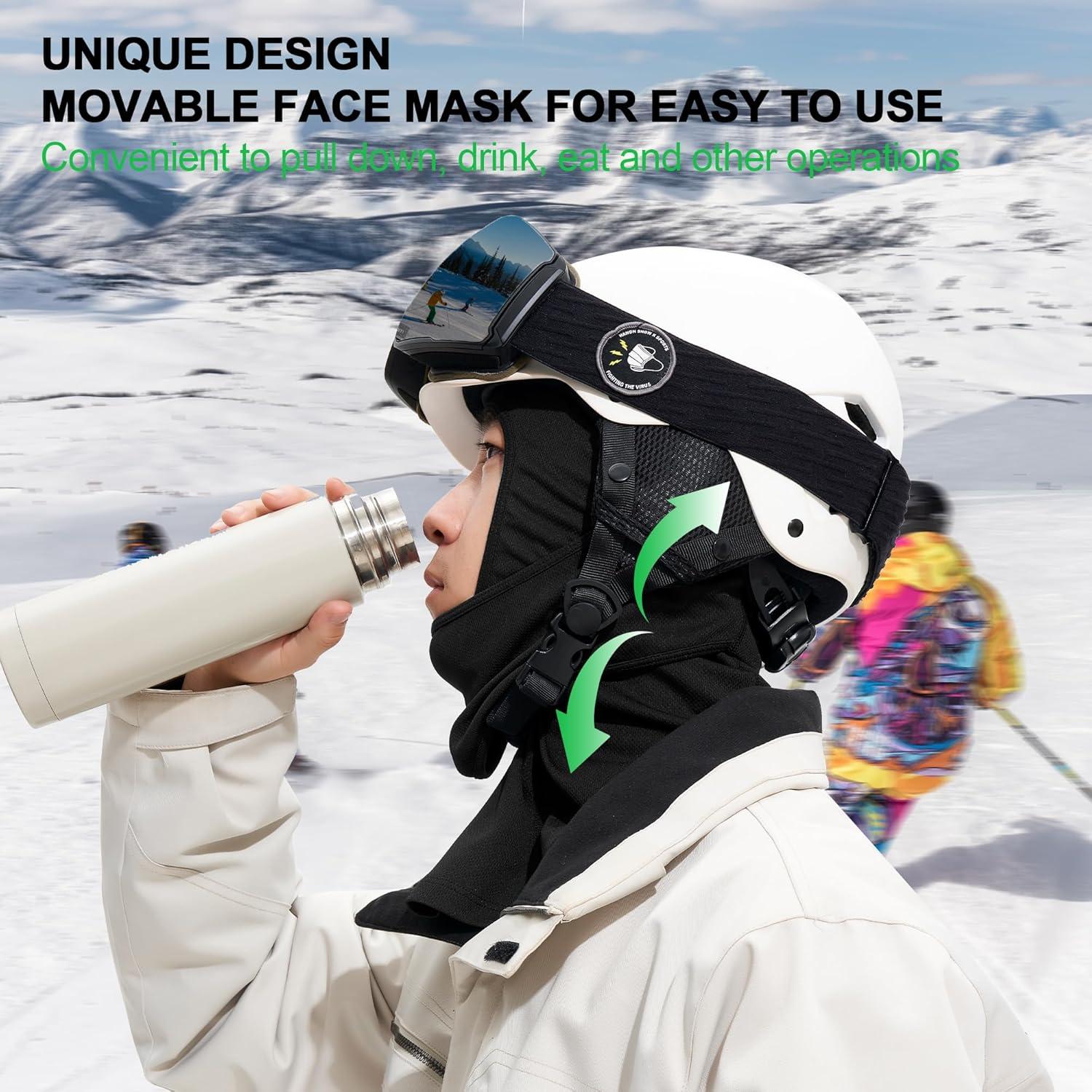 Máscara Balaclava de Esquí Shiesty 3 Piezas Unisex Negra