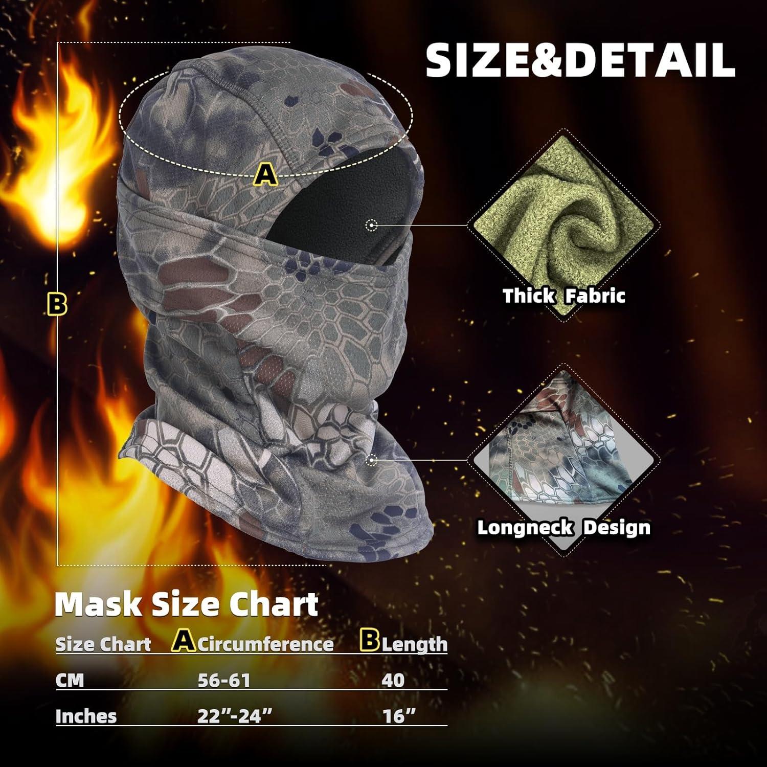 Pasamontañas Camo XY3545HS Unisex Cálido Invierno 40.64 cm