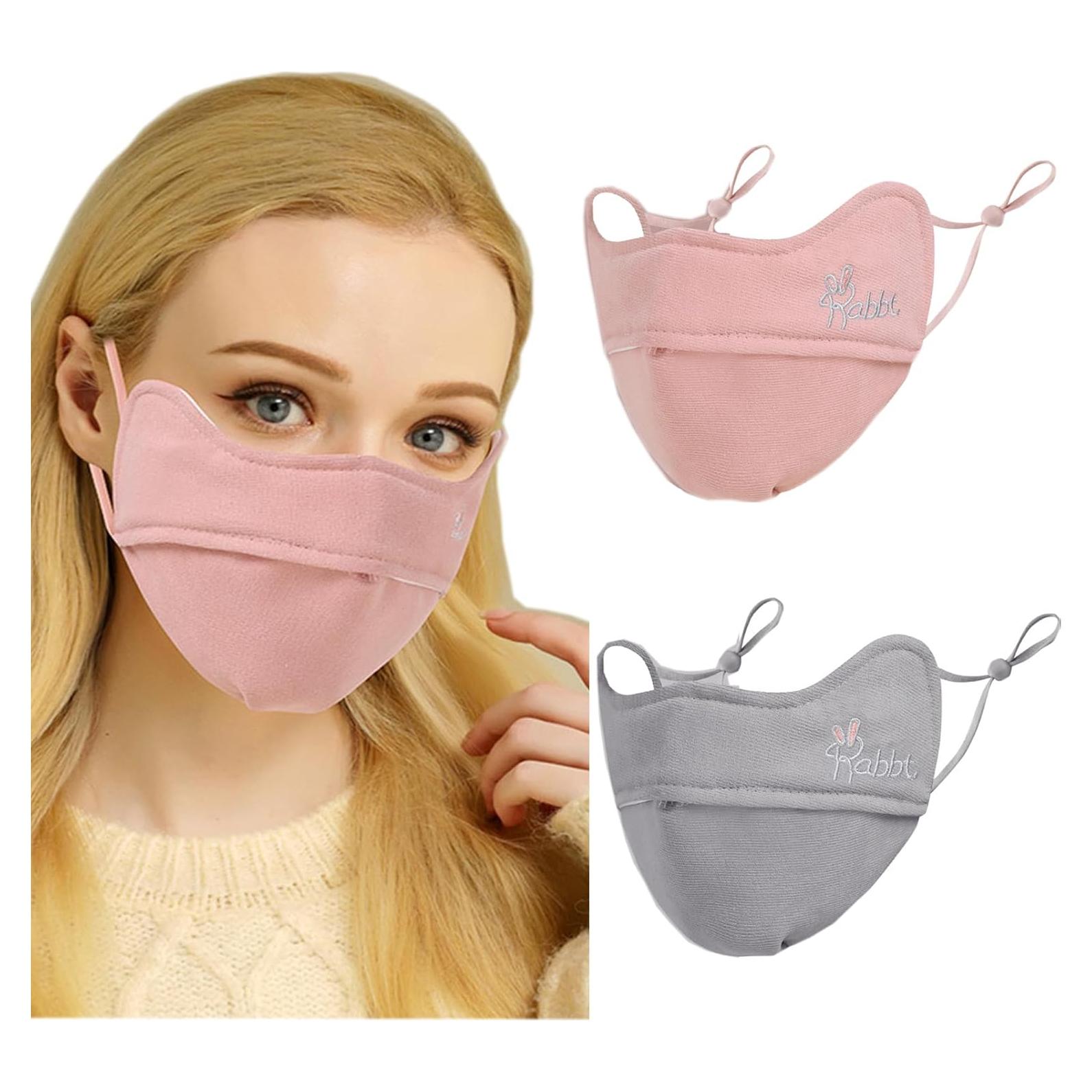 Máscara Facial Térmica Invierno Reutilizable Rosa y Gris