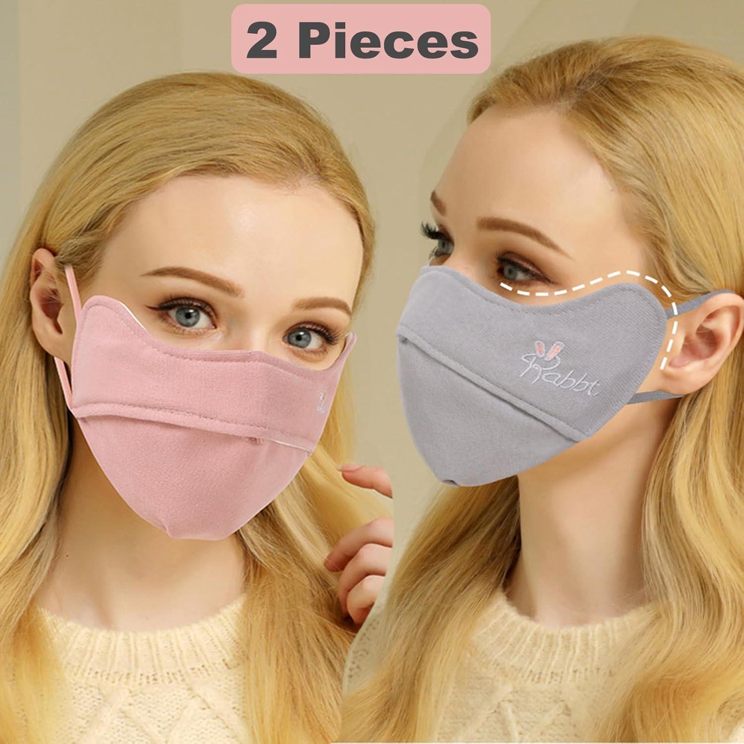 Máscara Facial Térmica Invierno Reutilizable Rosa y Gris