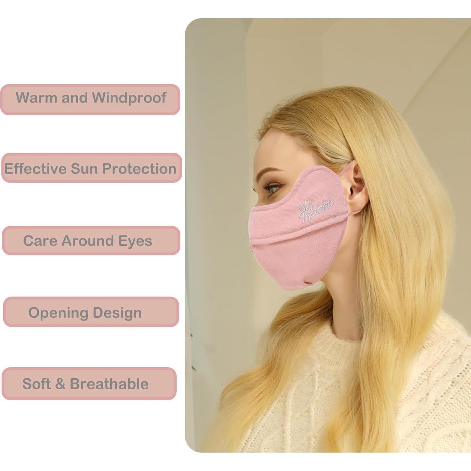 Máscara Facial Térmica Invierno Reutilizable Rosa y Gris