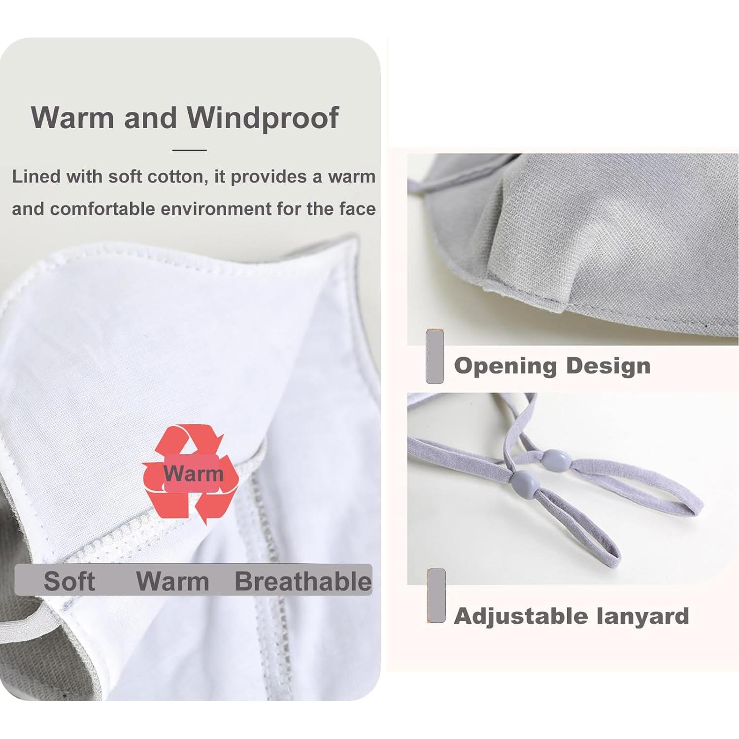 Máscara Facial Térmica Invierno Reutilizable Rosa y Gris