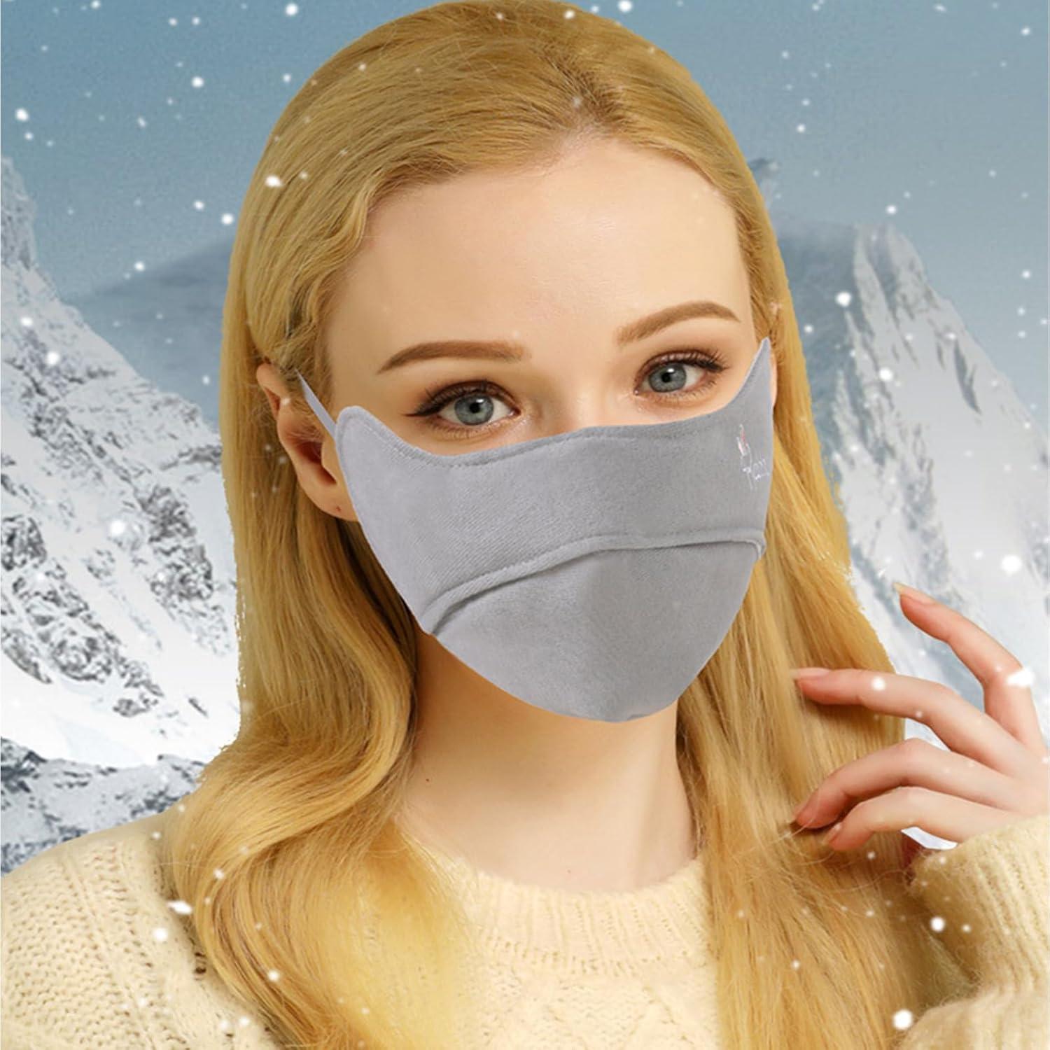 Máscara Facial Térmica Invierno Reutilizable Rosa y Gris