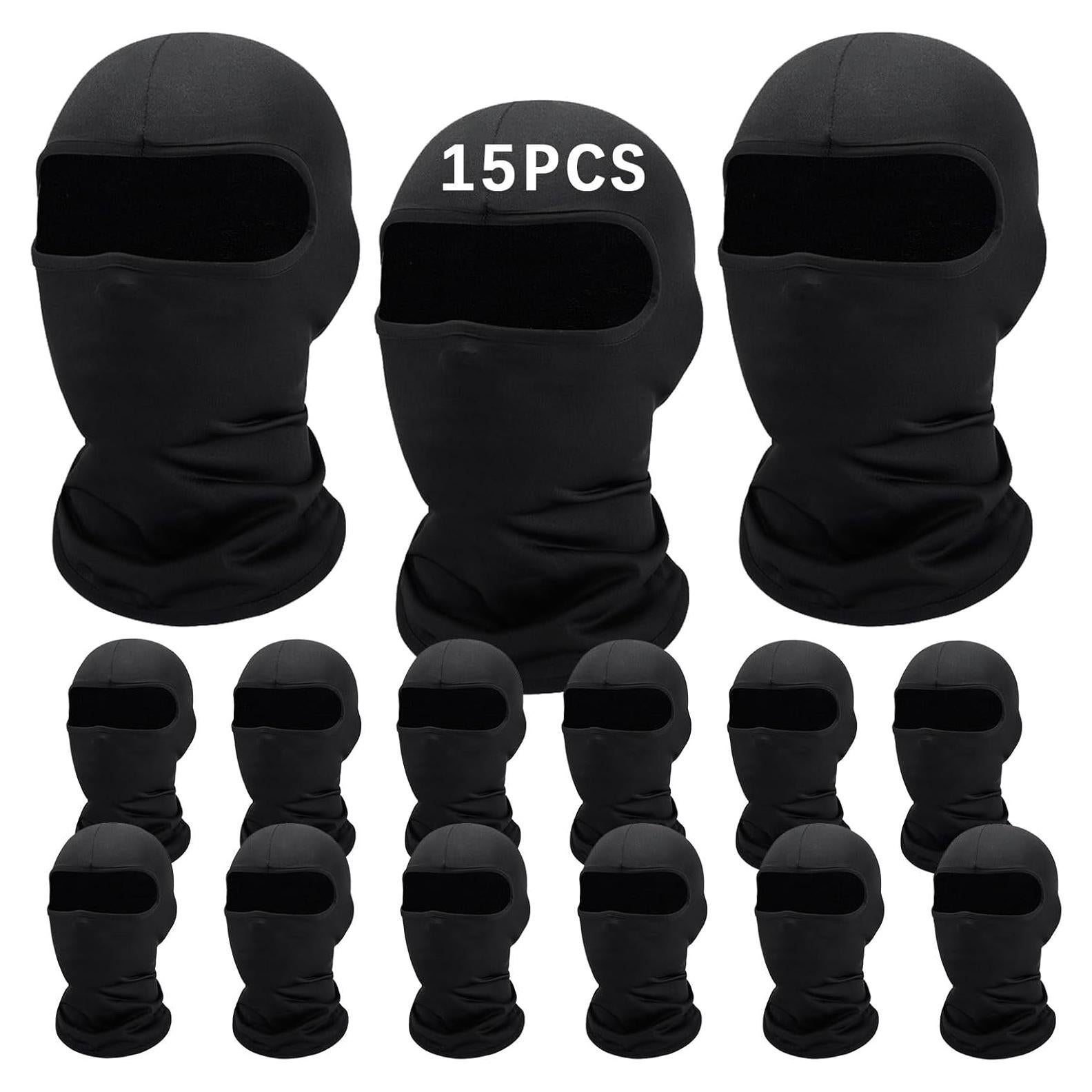 15 PCS Máscara de Esquí Balaclava Negra UV para Hombres/Mujeres