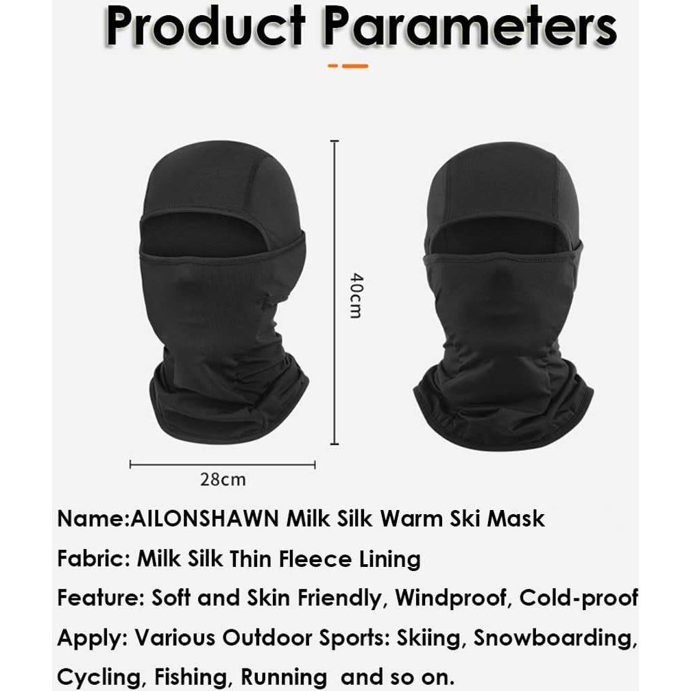 Máscara de Esquí Balaclava Unisex Negra para Clima Frío