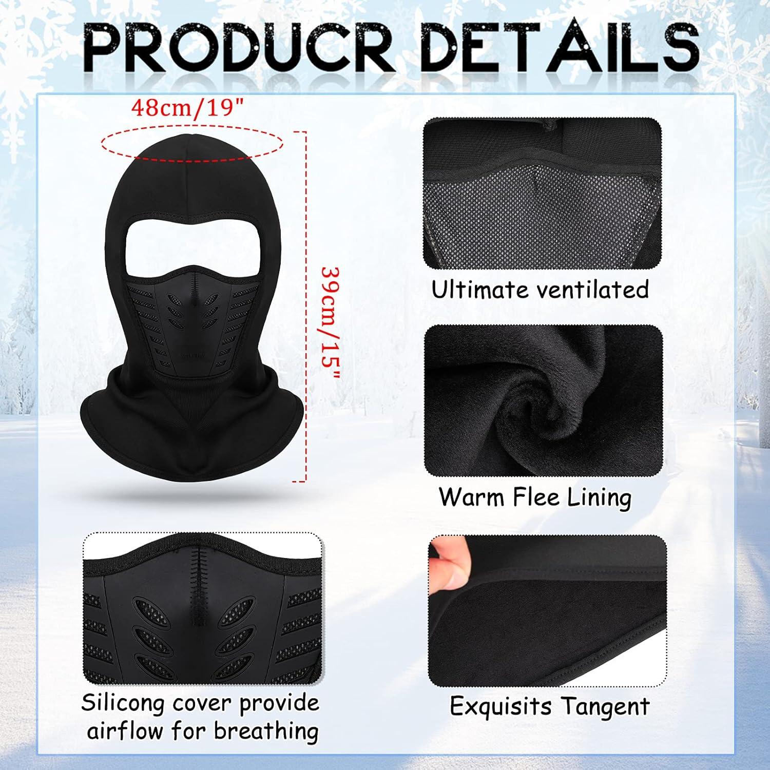 3 Piezas Balaclavas de Invierno a Prueba de Viento Negro