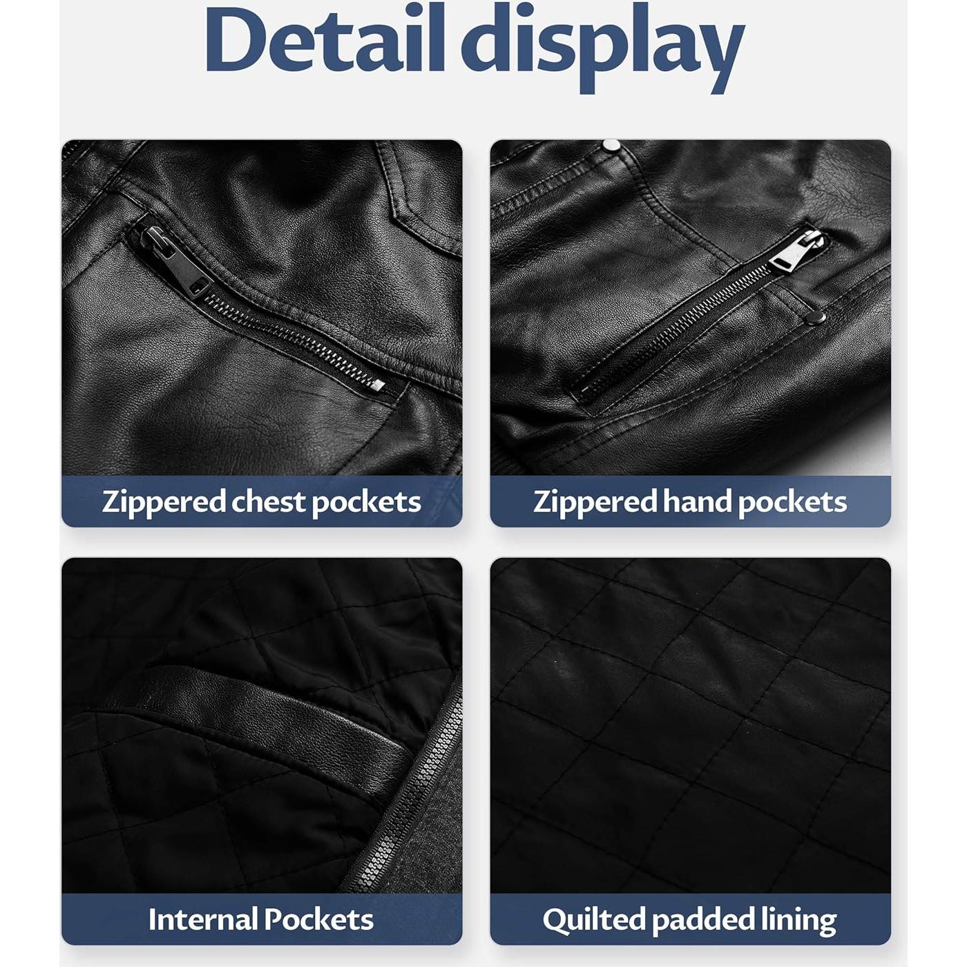 Chaqueta de Cuero Sintético para Hombres Creatmo - X-Large Negra