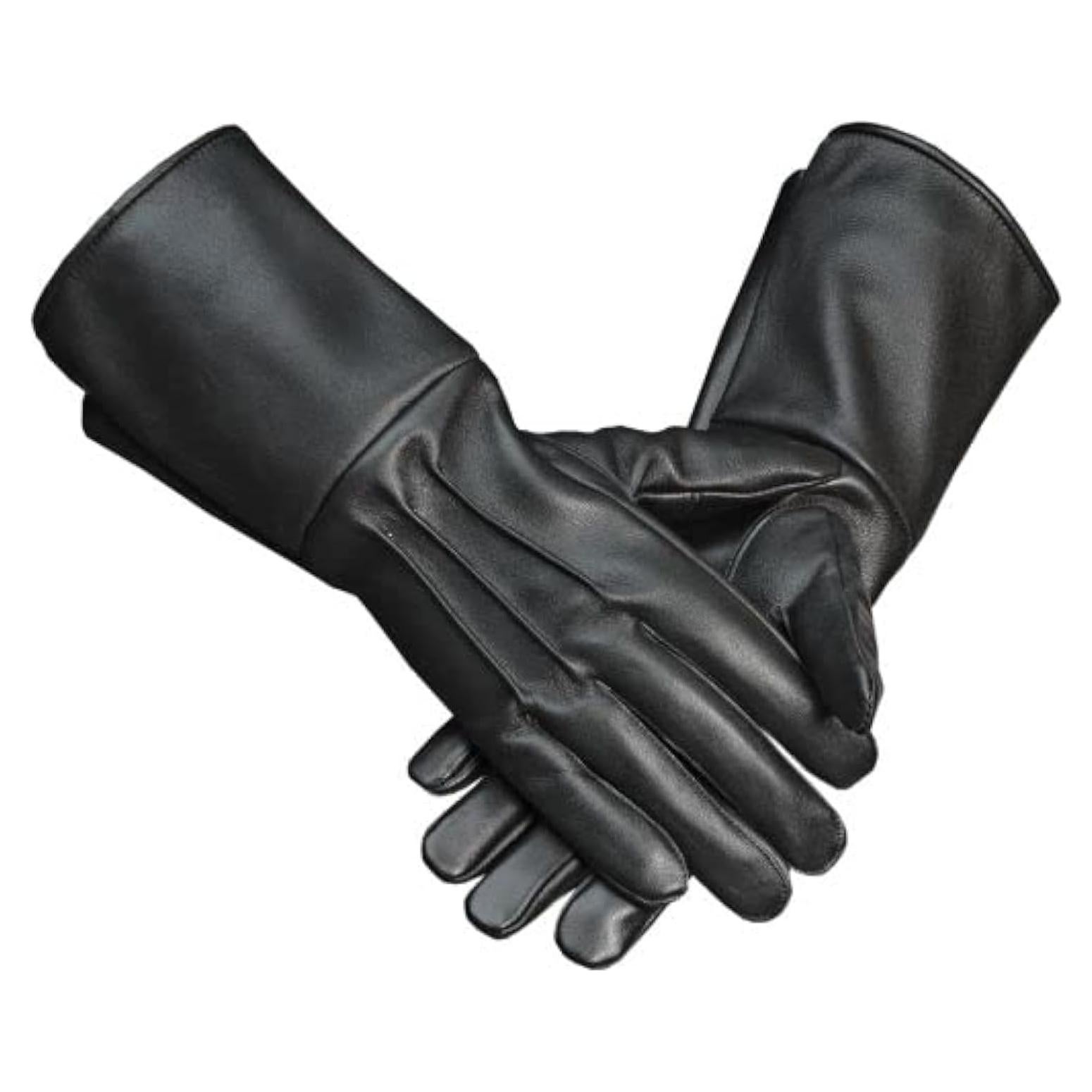 Guantes Medievales Shanan de Cuero Negro para Hombre - Impermeables