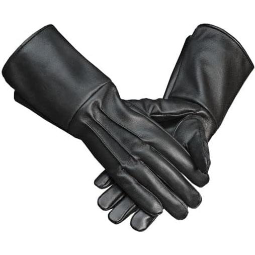 Guantes Medievales Shanan de Cuero Negro para Hombre - Impermeables