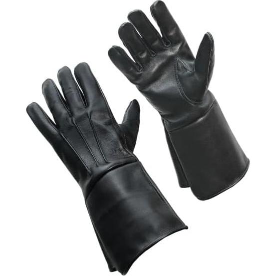 Guantes Medievales Shanan de Cuero Negro para Hombre - Impermeables