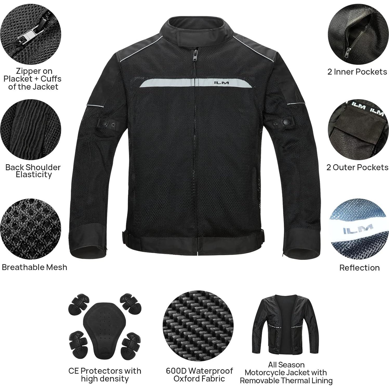 Chaqueta de Motocicleta ILM B01 Textil Malla Impermeable XL