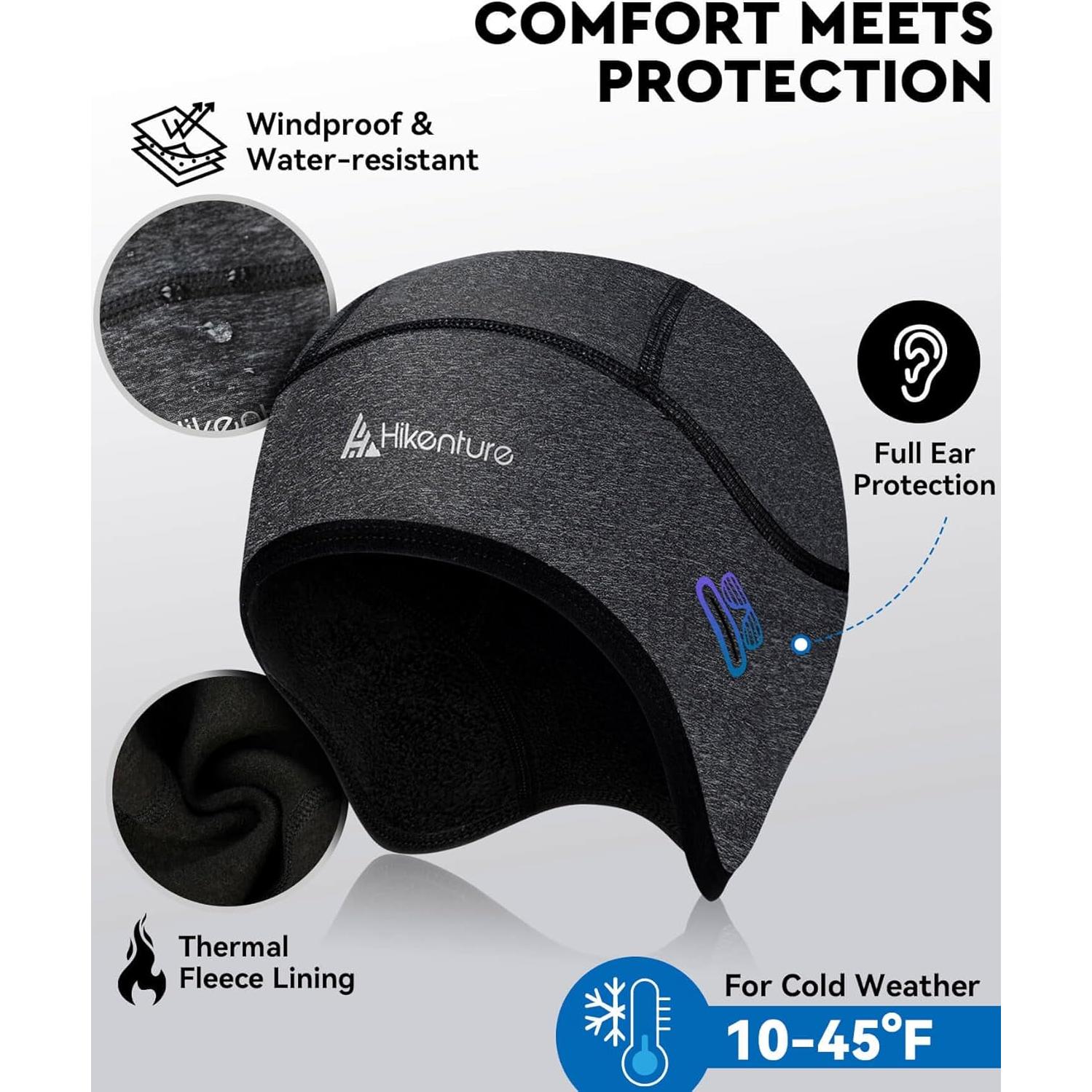 Gorro Térmico para Casco Hikenture Gris Unisex con Agujeros para Gafas