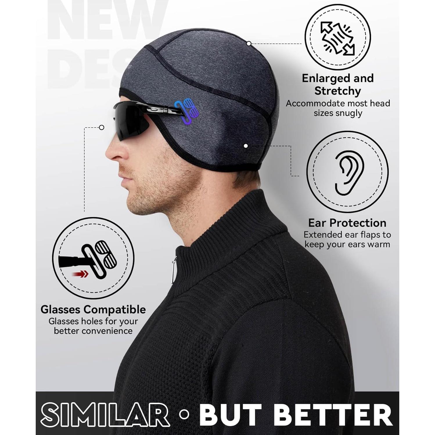 Gorro Térmico para Casco Hikenture Gris Unisex con Agujeros para Gafas