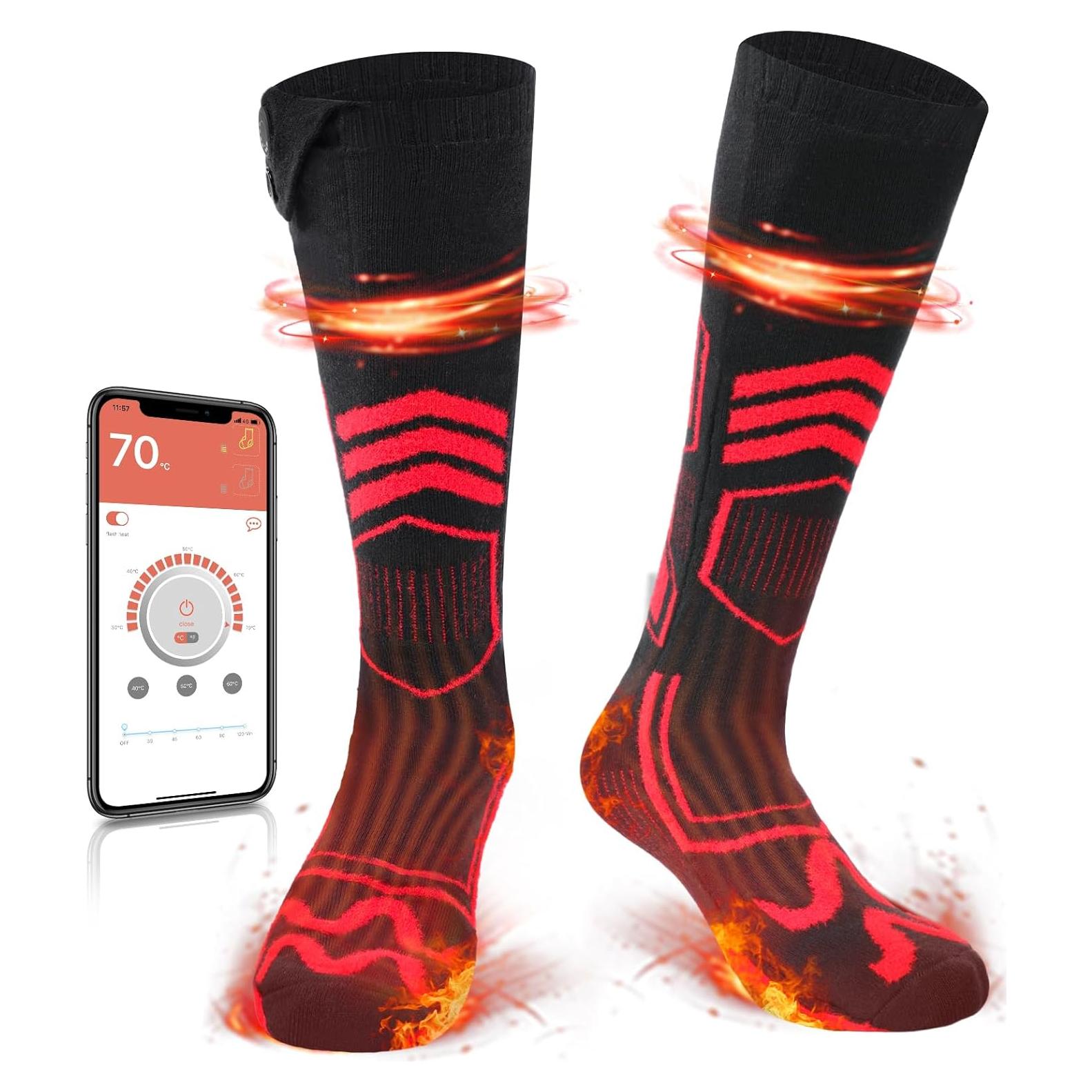 Calcetines Calentados JUSTFX Rojo Negro M - 7.4V 3000mAh