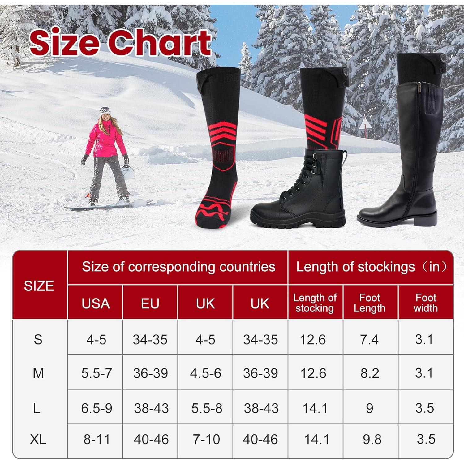 Calcetines Calentados JUSTFX Rojo Negro M - 7.4V 3000mAh