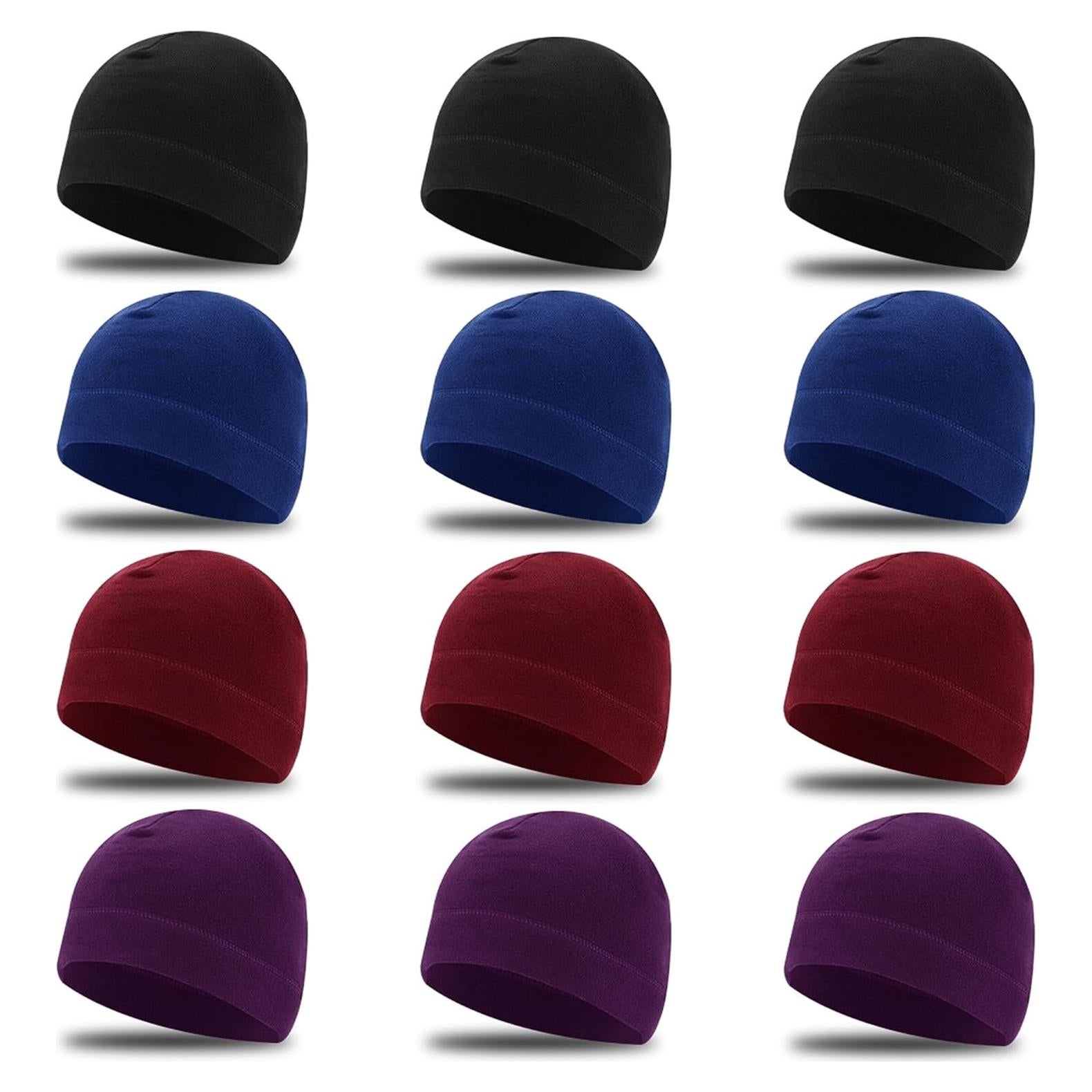 Gorros de Forro Polar Multicolor 12 Piezas para Invierno
