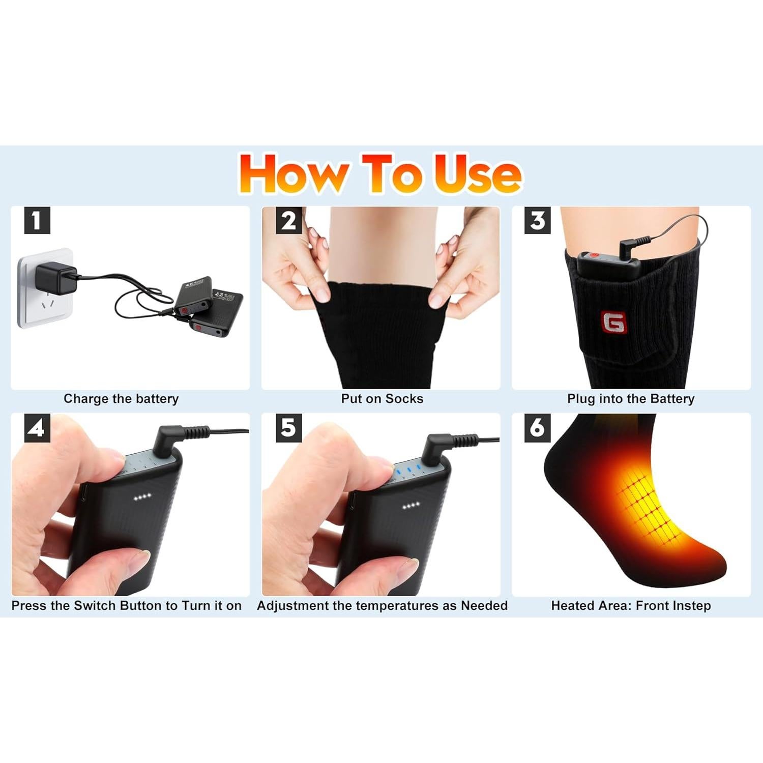 Calcetines Calentados Rabbitroom Unisex Recargables Invierno M