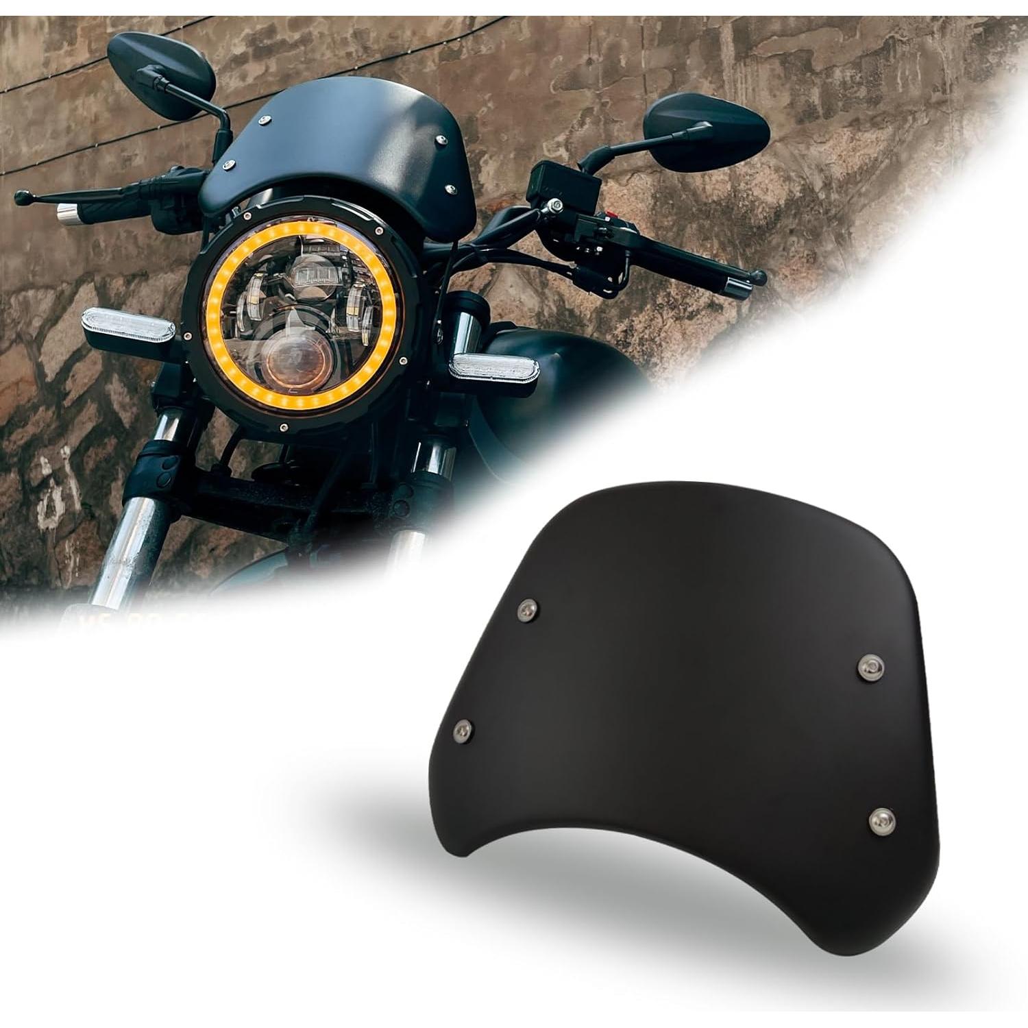 Deflector de Viento Universal para Motocicleta HP02FD-B 5-7" Negro