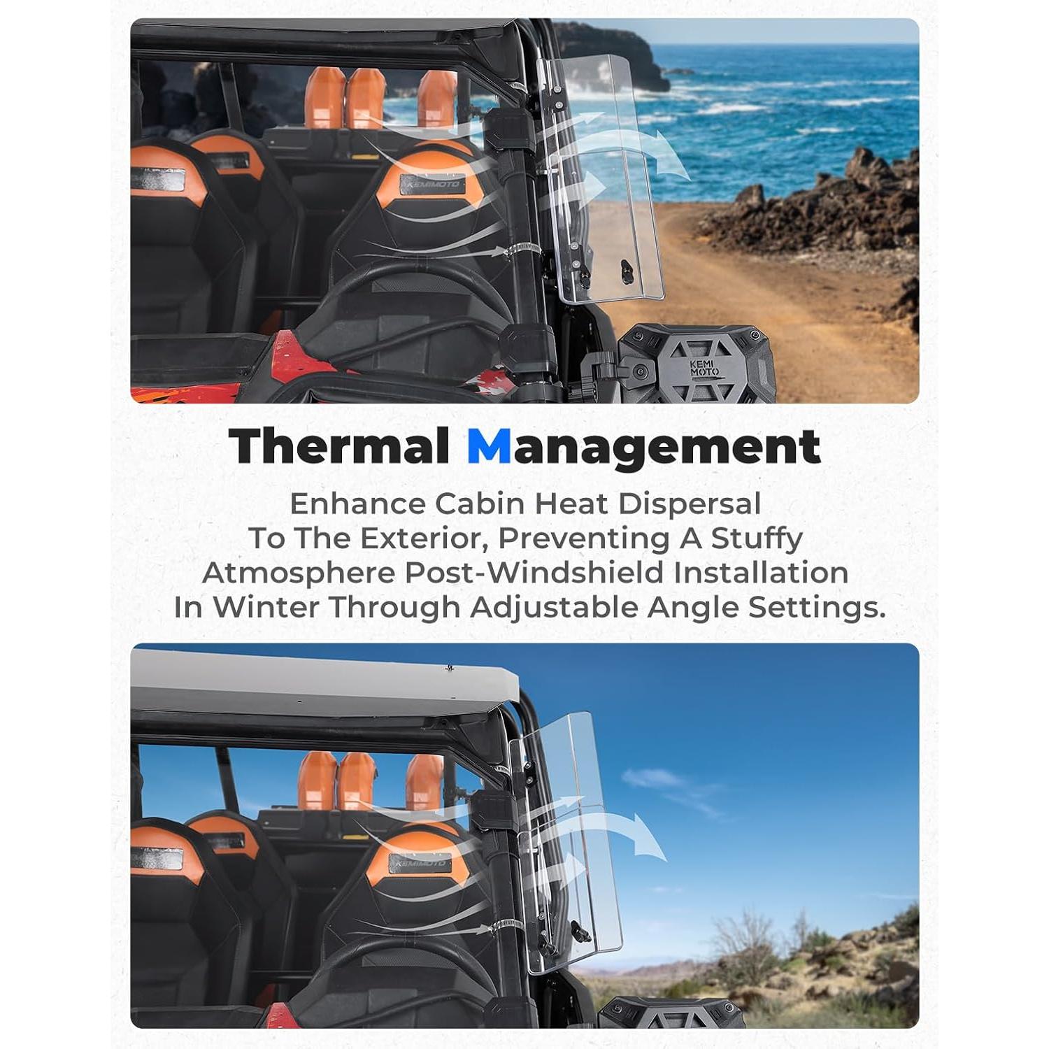 Kit Deflector de Viento KEMIMOTO para UTVs - 2 Piezas Ajustables