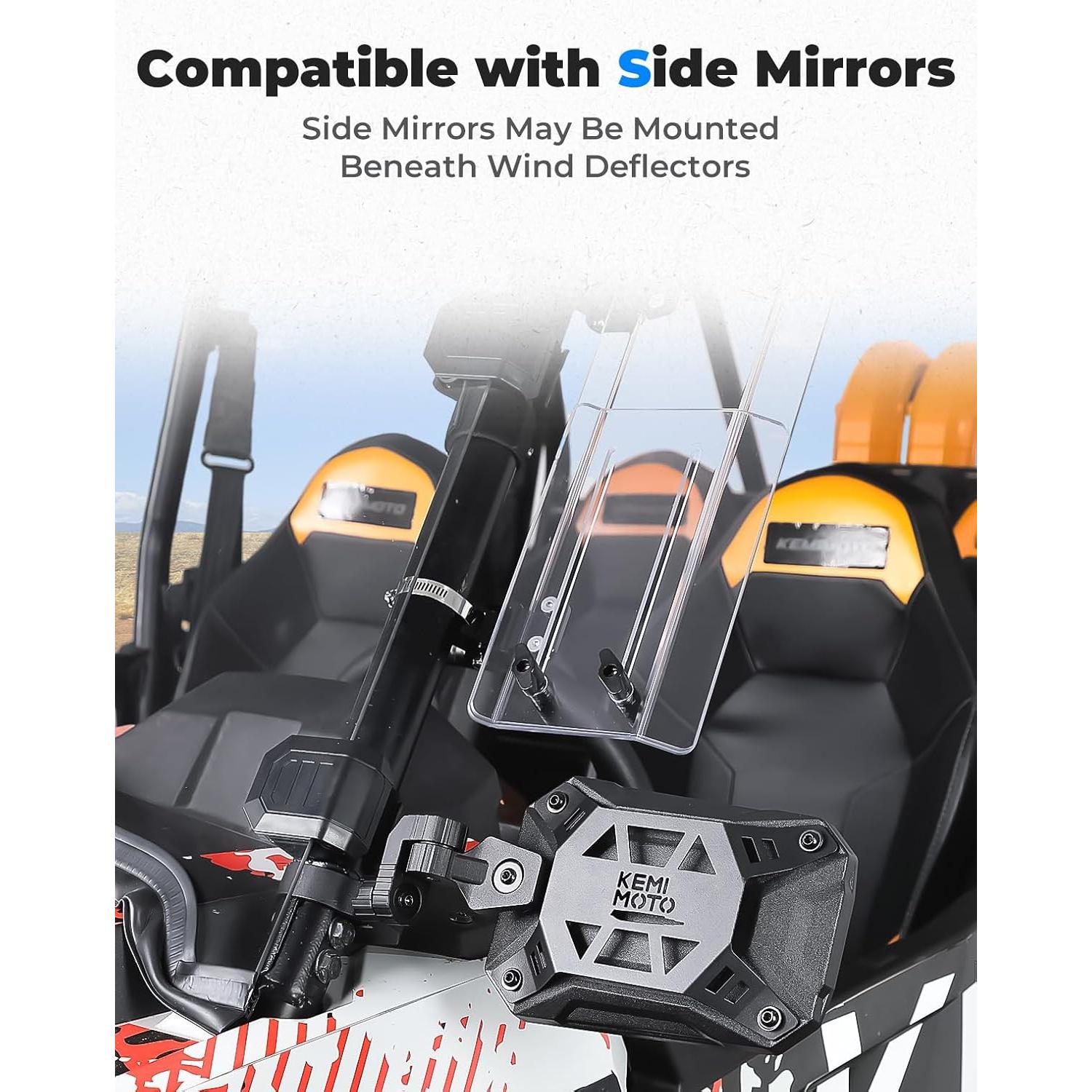 Kit Deflector de Viento KEMIMOTO para UTVs - 2 Piezas Ajustables