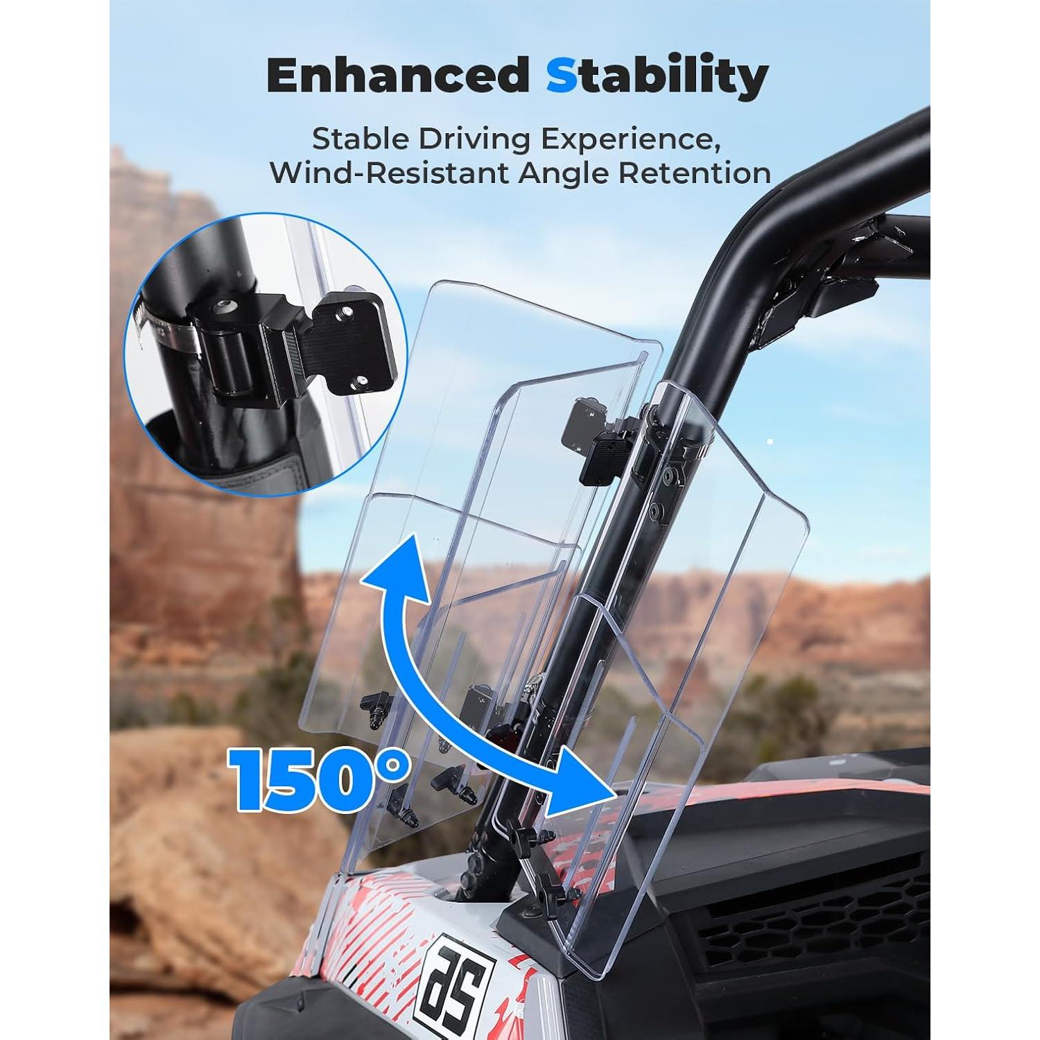 Kit Deflector de Viento KEMIMOTO para UTVs - 2 Piezas Ajustables