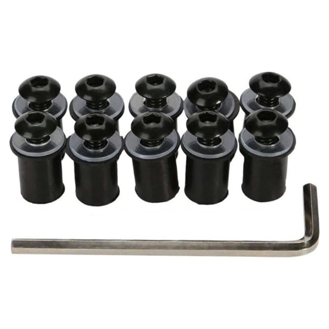 Kit de Tornillos para Parabrisas BELOMI 10 Piezas Aluminio Negro