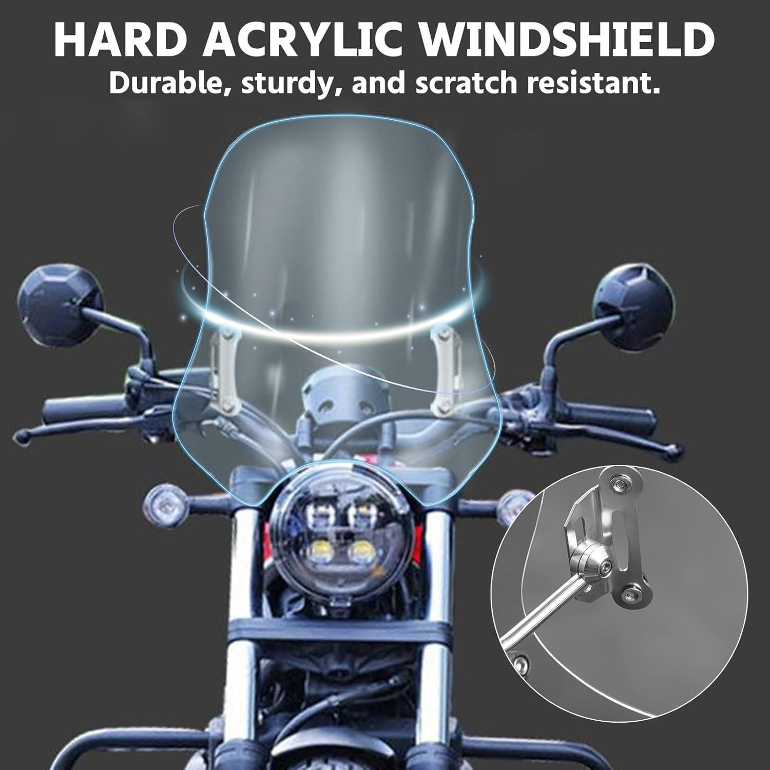 Parabrisas Ajustable TECTEK para Motocicleta Rebel 300/500 40 cm