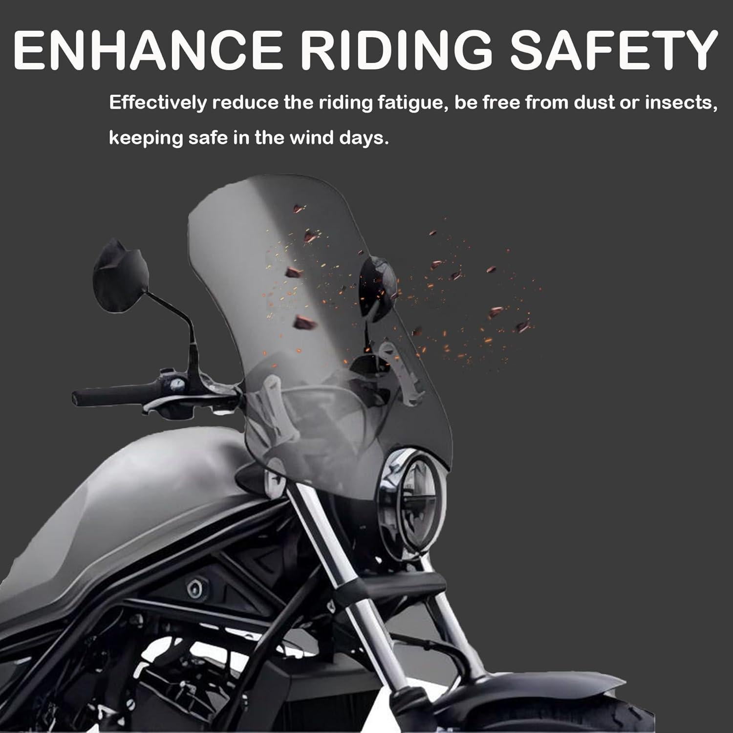 Parabrisas Ajustable TECTEK para Motocicleta Rebel 300/500 40 cm