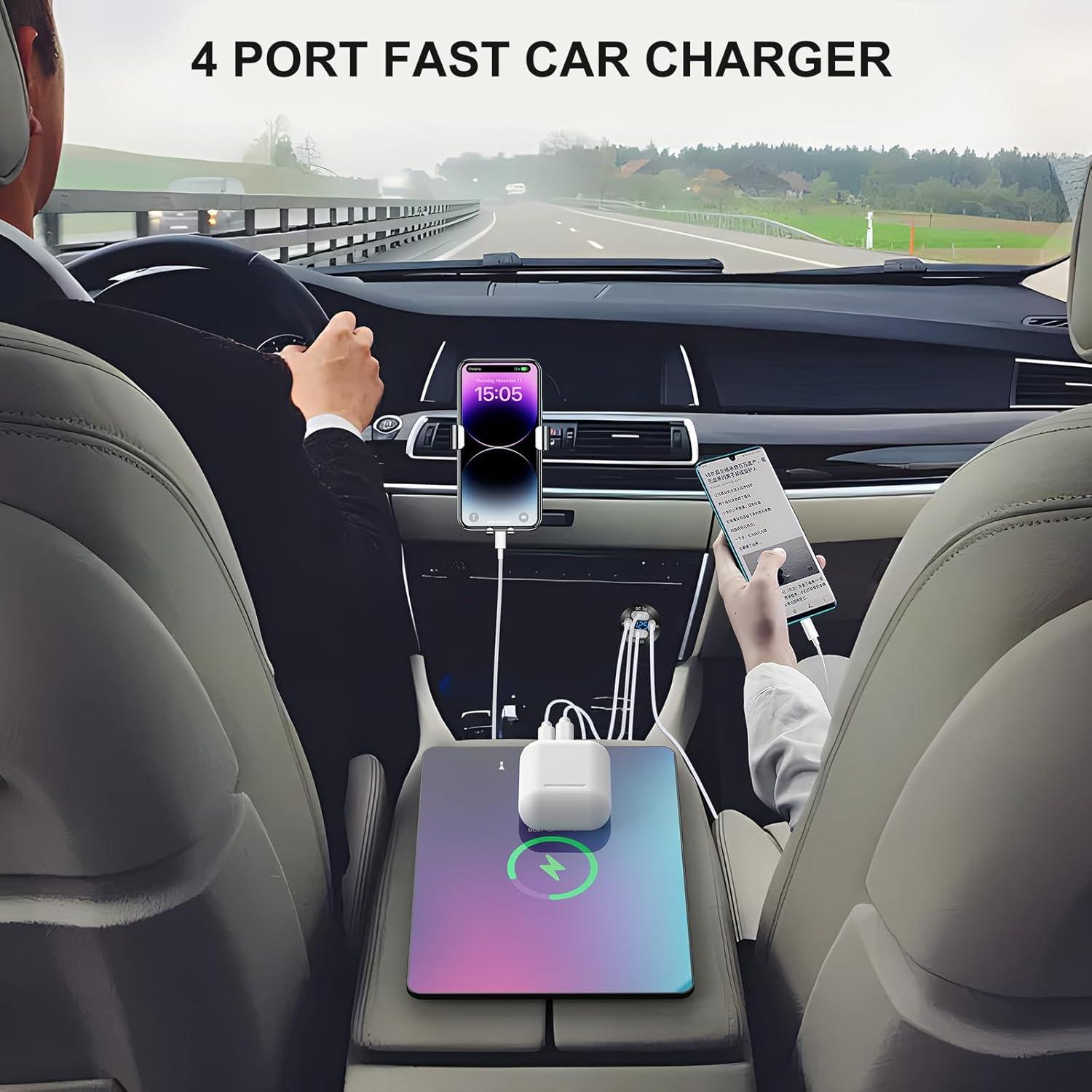 Cargador USB 4 Puertos Hapytrip 12V 78W con Voltímetro LED