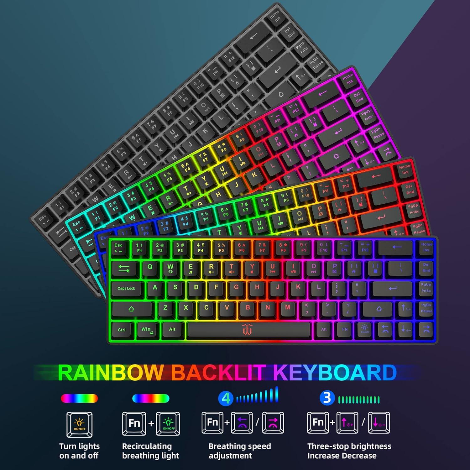 Combo Teclado y Ratón Inalámbrico Snpurdiri 60% LED RGB