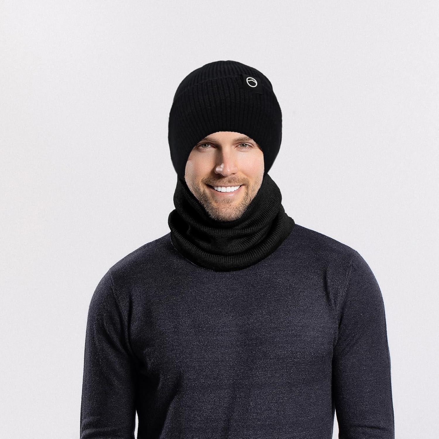 Conjunto Gorro y Bufanda Invierno Unisex Caqui Forro Polar