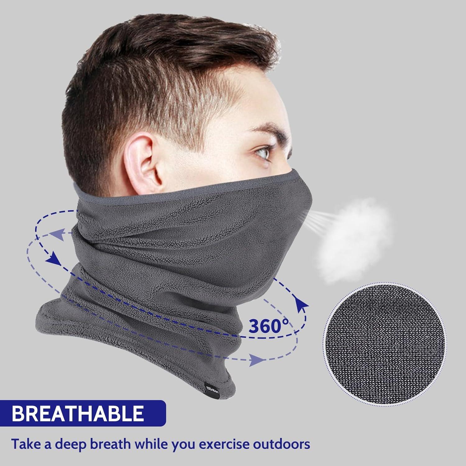 Gaiter de Cuello Polar Gris para Deportes al Aire Libre Unisex